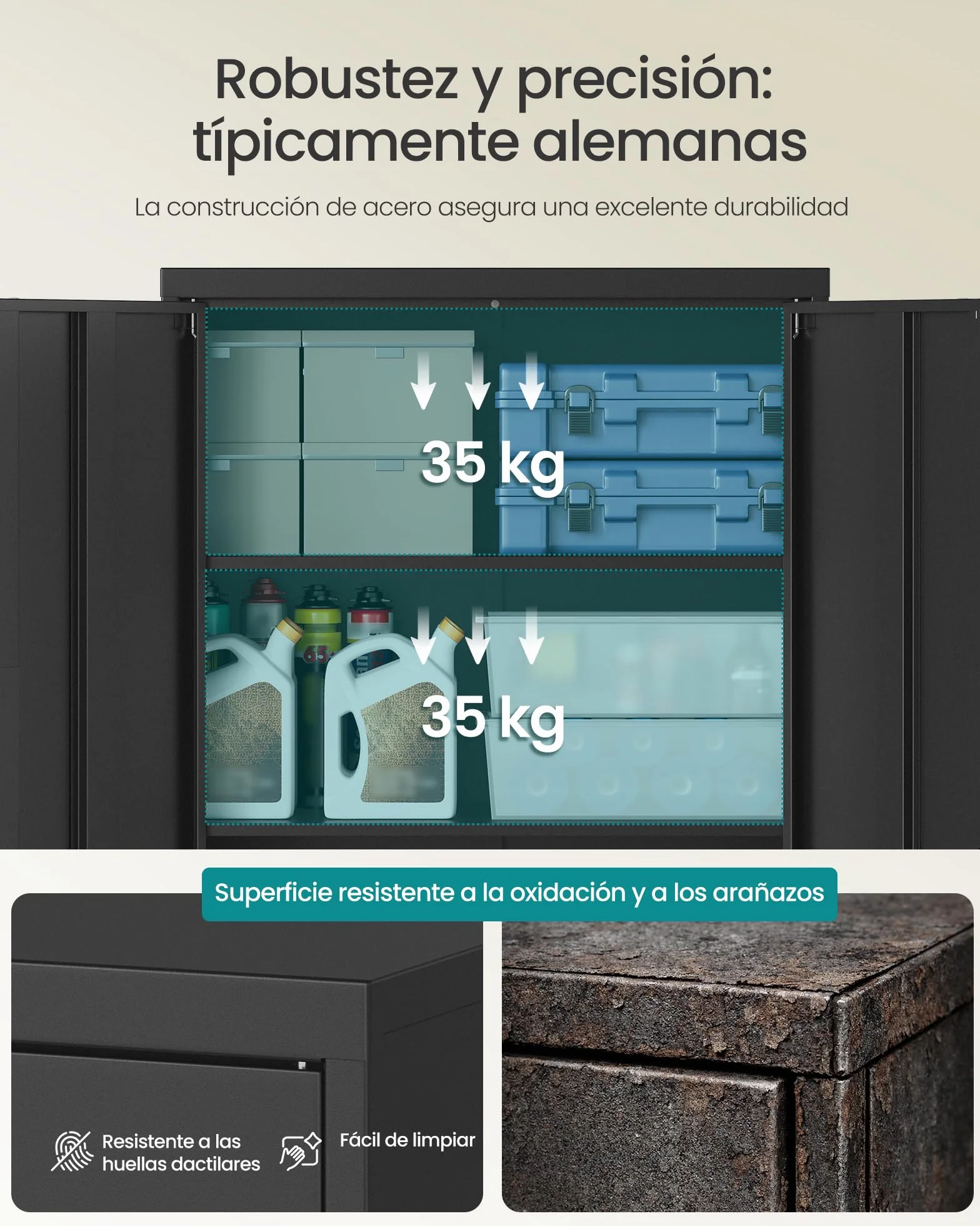 SONGMICS Armario Archivador Metálico 2 Puertas con Cerradura 80x40x140 cm Negro Mate