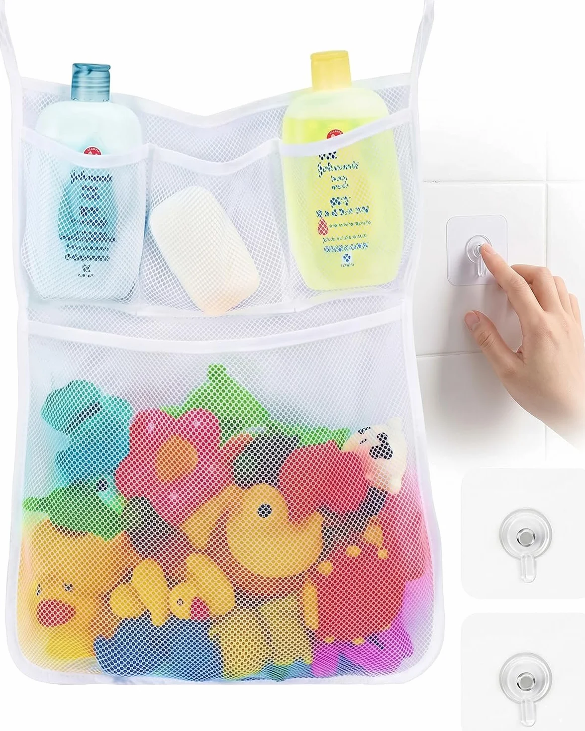 Bolsa Red Organizadora de Juguetes para Bañera 1 Pieza con 2 Ventosas Secado Rápido Antimoho