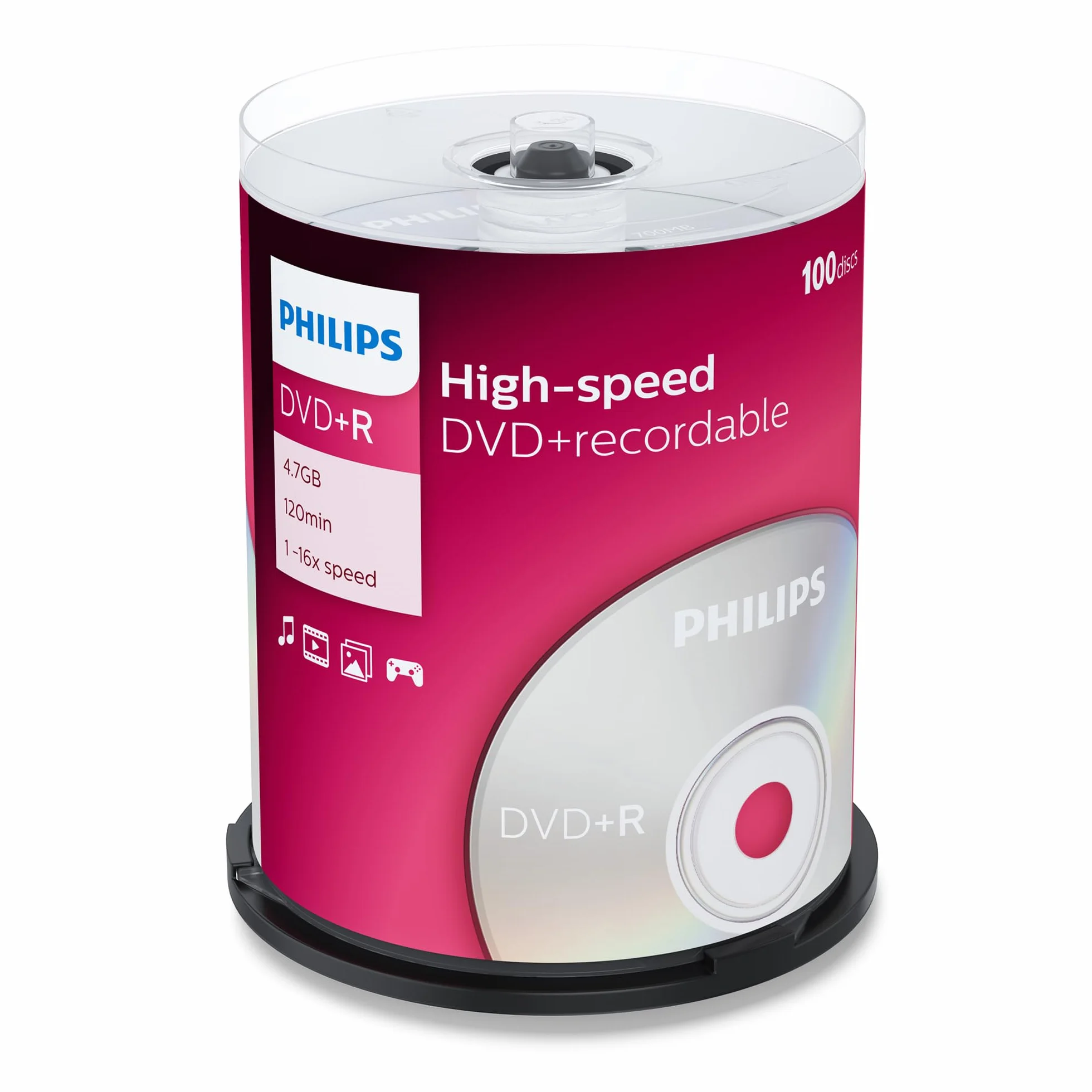Philips Dvd + R De 4,7 Gb / 120 Min / 16X Tarrina (100 Disc)