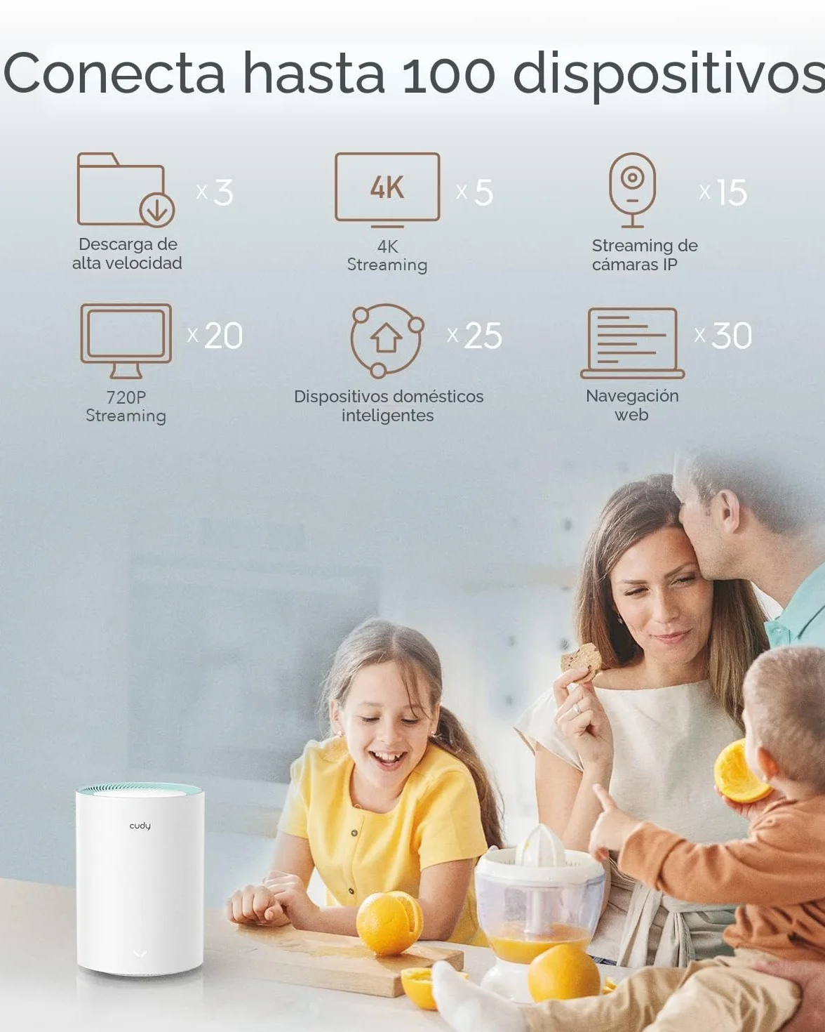 Cudy AC1200 Gigabit Sistema WiFi de Malla Completa, Banda Dual, Extensor WiFi, Puertos Gigabit, Antenas de Alta Ganancia, VPN, Cloudflare, Conecta hasta 100 Dispositivos, M1300 2 Paquete