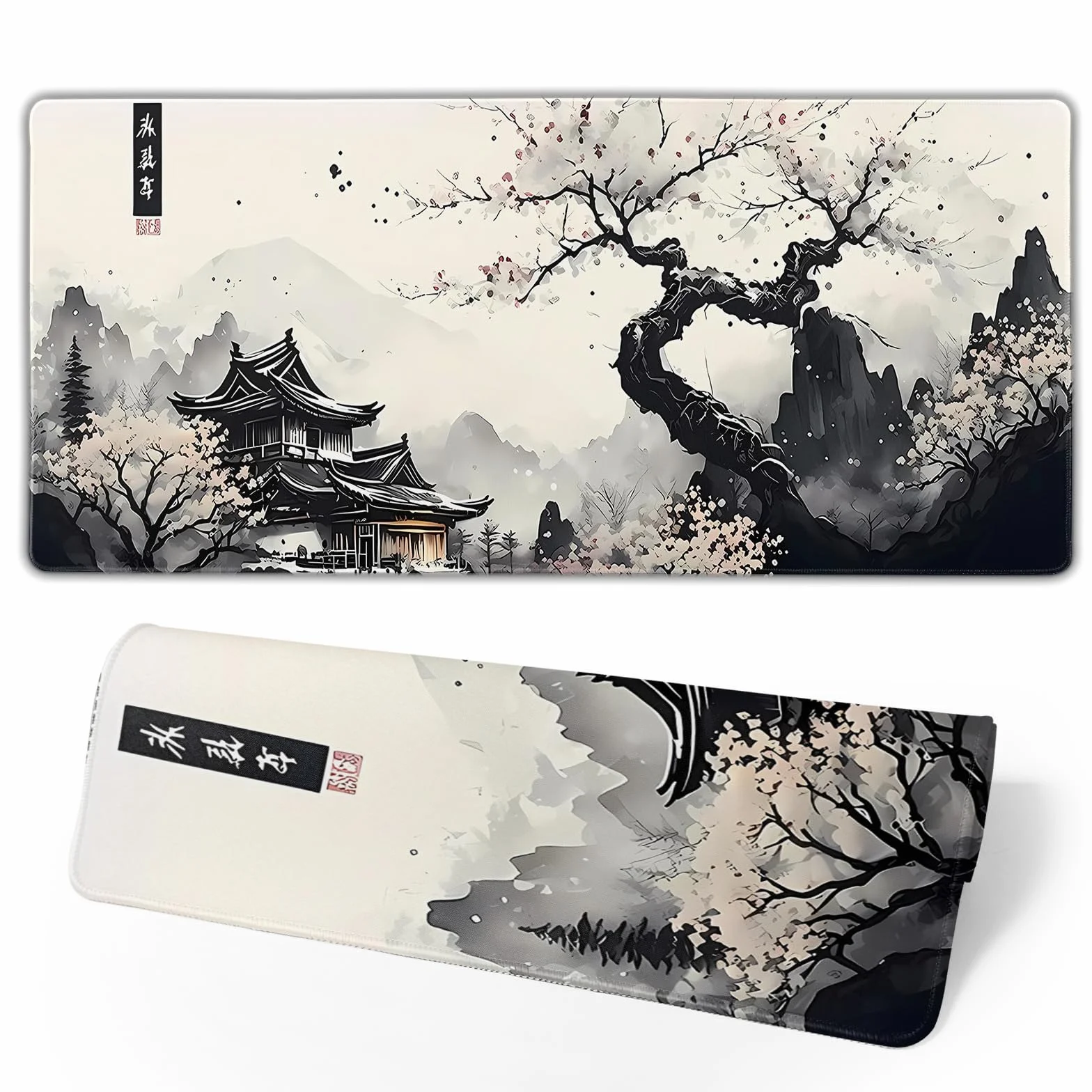 Alfombrilla de mouse japonesa, alfombrilla de escritorio japonesa grande, alfombrilla de teclado de juegos de anime XL, base de goma antideslizante, protector de escritorio grande extendido para