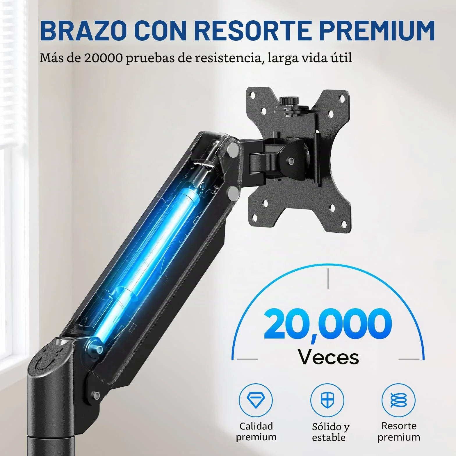 GRIFEMA GB2003-1 Soporte de Monitor con Resorte de Gas para Pantalla de Computadora de 13-32 Pulgadas, Altura Ajustable, VESA 75x75/100x100, Peso 2-9 kg, Negro