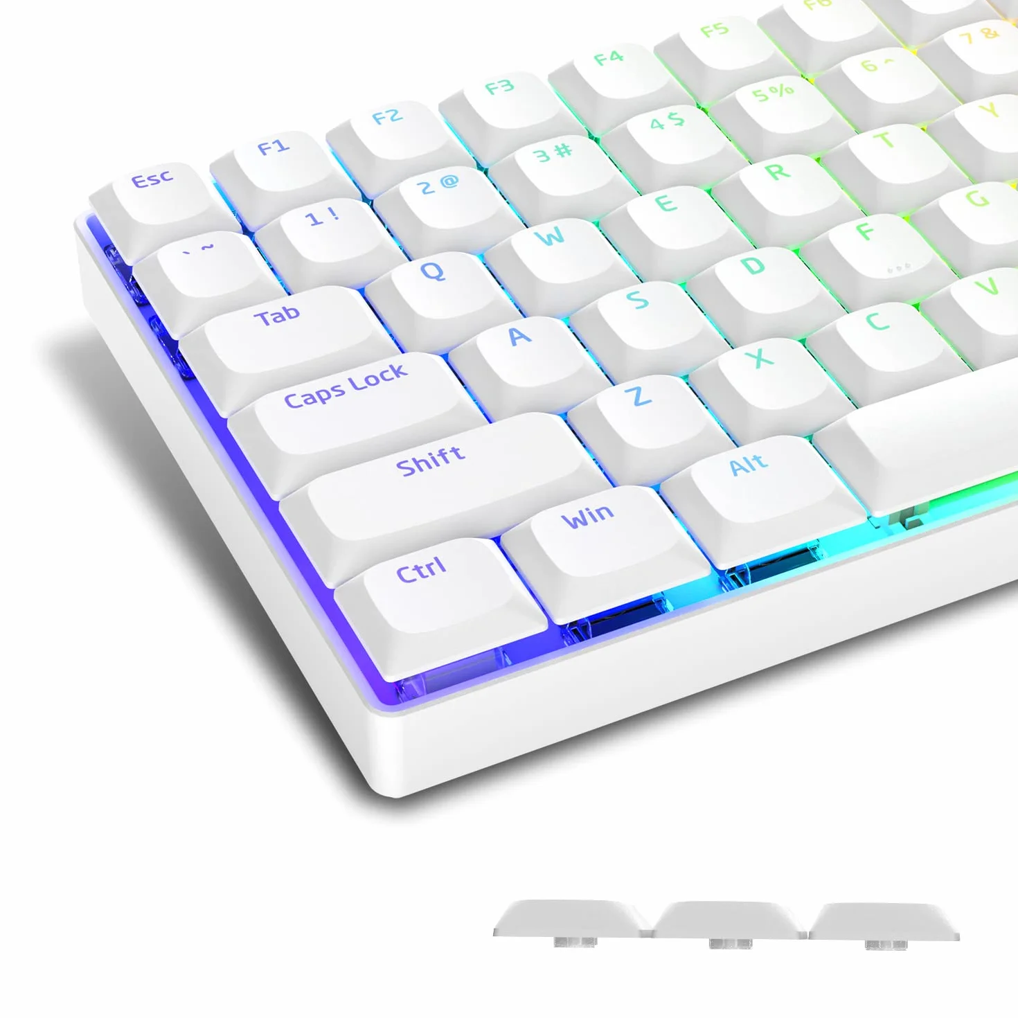 Tapas de Perfil Bajo 118, Keycaps Shine Through para Interruptor Cherry Gateron MX 60% 65% 75% 80% 100% ANSI US Layout Teclado mecánico, Blanco