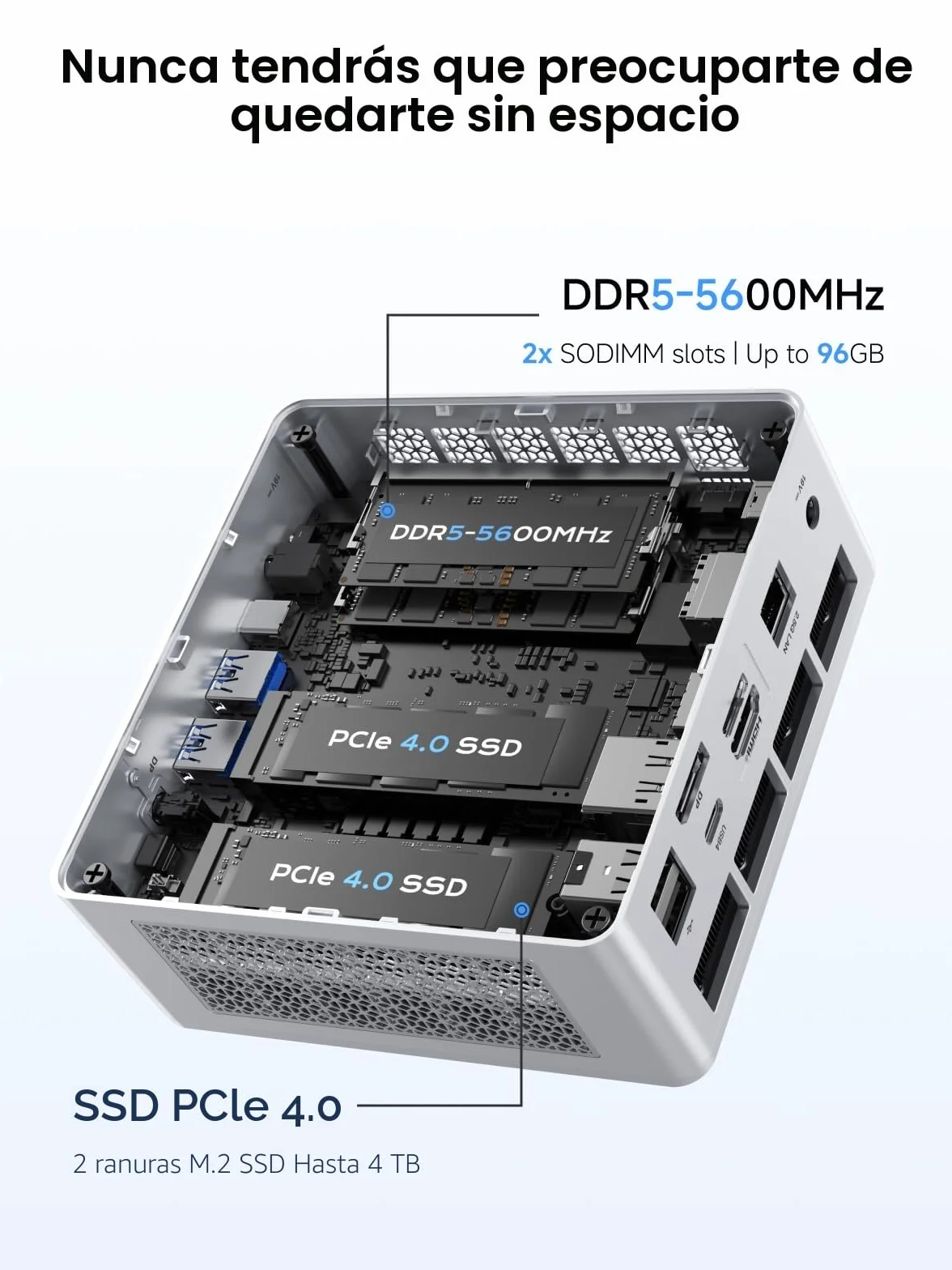 MINISFORUM Mini PC UM880 Plus con AMD Ryzen 7 8845HS (8C/16T, hasta 5,1 GHz),Mini computadora Radeon 780M, 32GB DDR5, 1TB PCIe4.0 SSD, OCuLink, 5 Puertos USB, Triple Pantalla con HDMI+DP+USB4, Wifi6e