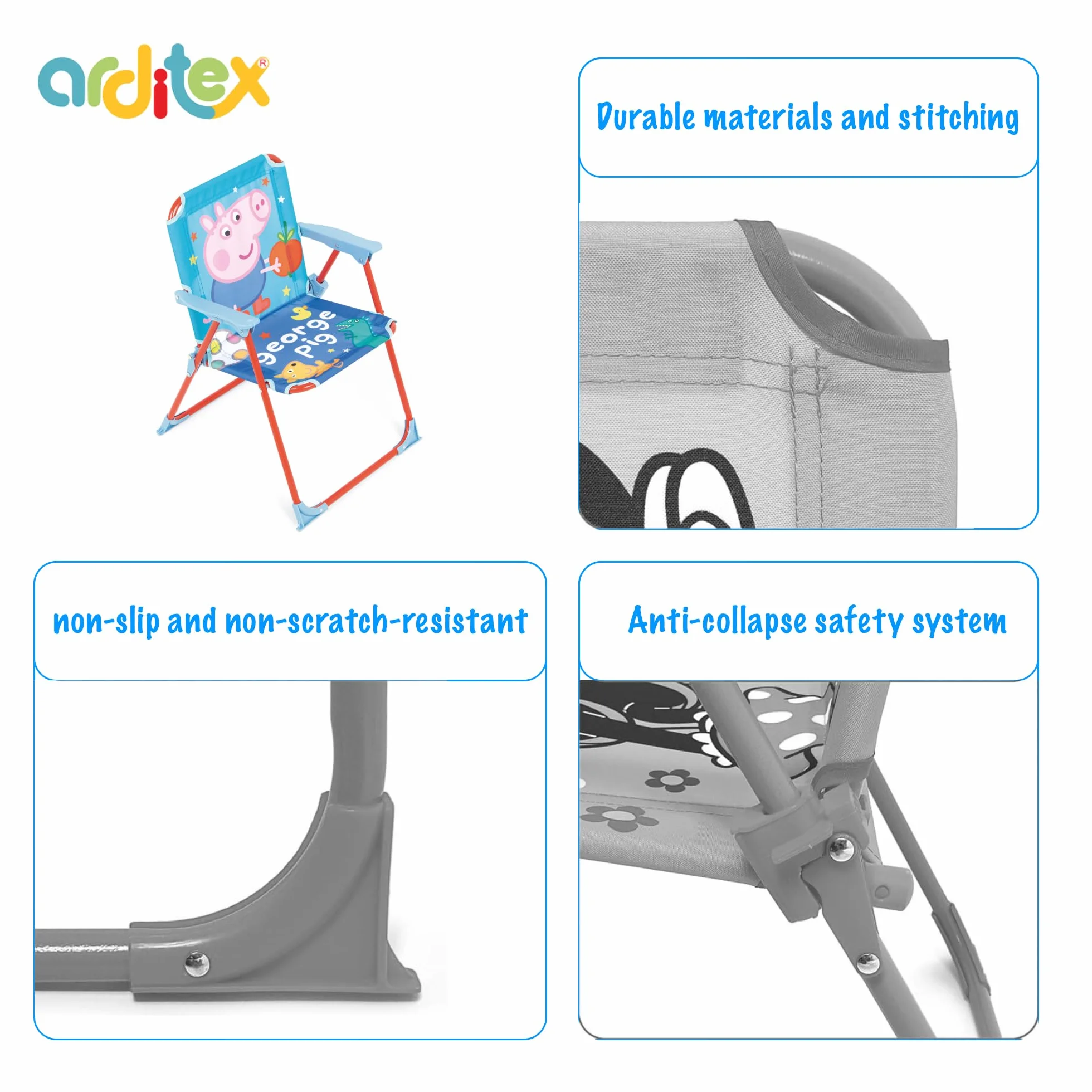 ARDITEX Silla Plegable George Pig 38x32x53cm para Jardín Camping Playa