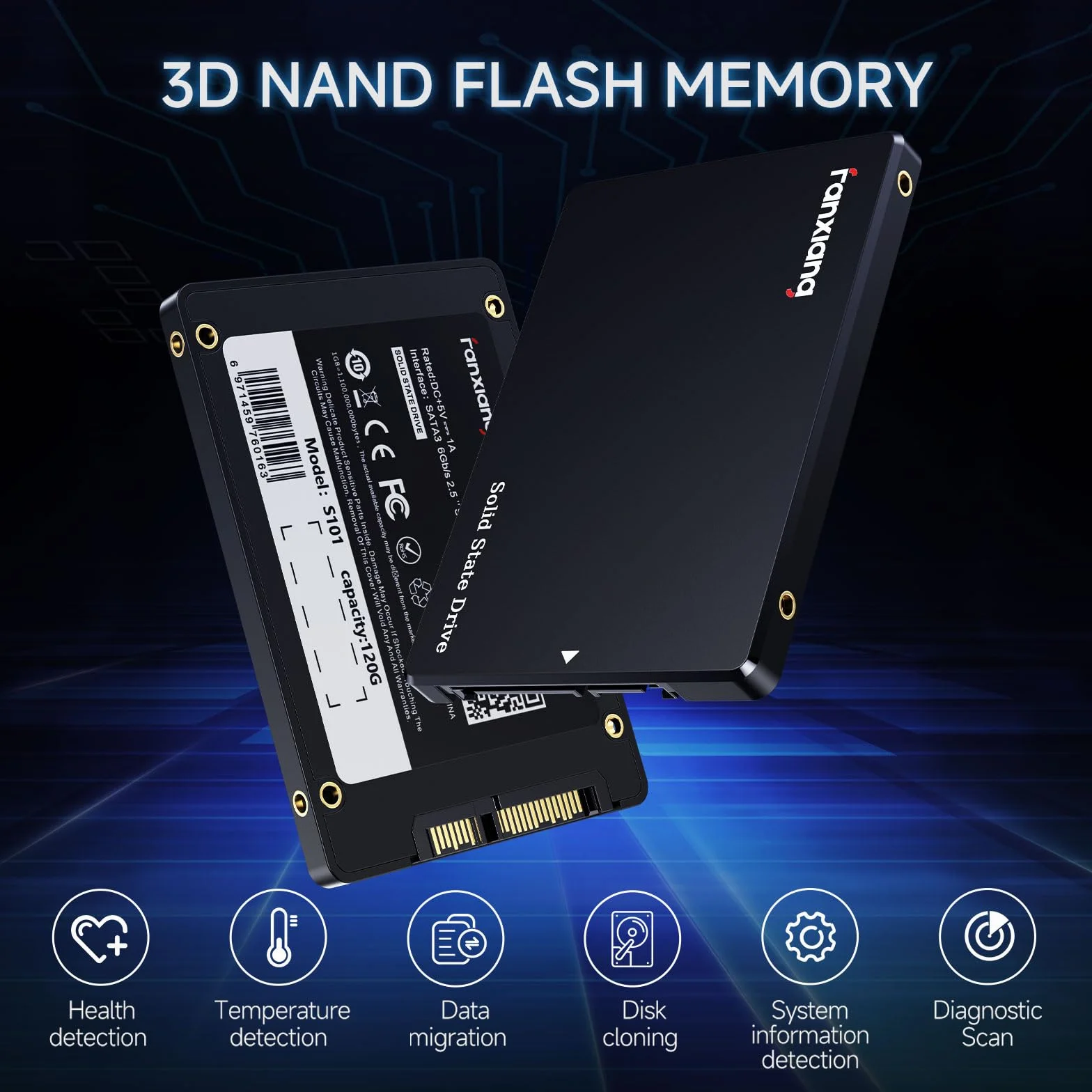 fanxiang SSD 512GB SATA III 6Gb/s 2,5", 560 MB/s de Lectura, SATA SSD 512GB, Disco Duro Interno para Conpatible con computadoras de Escritorio y portátiles