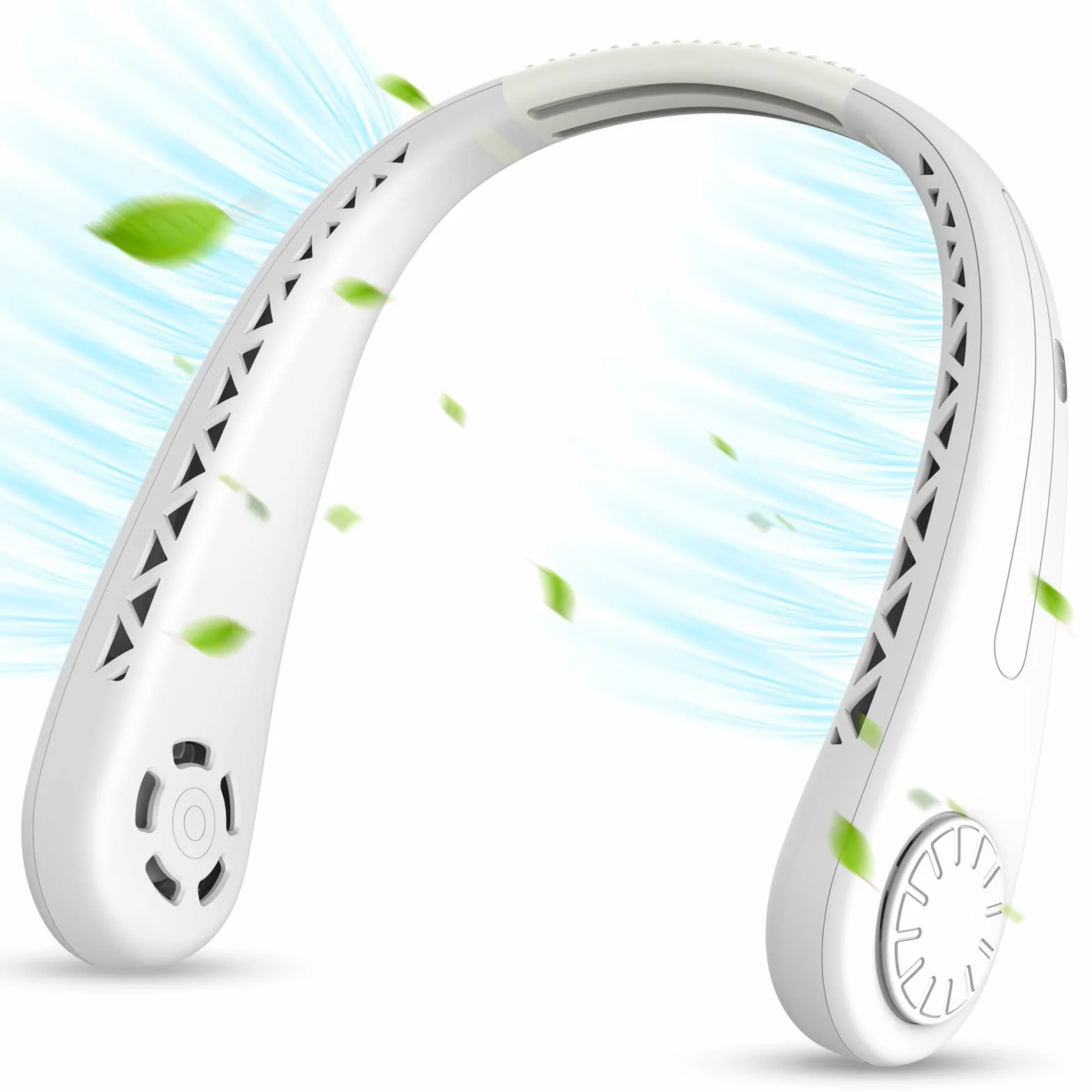 Ventilador de cuello portatil, Ventilador silencioso USB, tres velocidades ajustables, batería de gran capacidad de 4000 mAh, ventilador de cuello para viajes de oficina deportiva