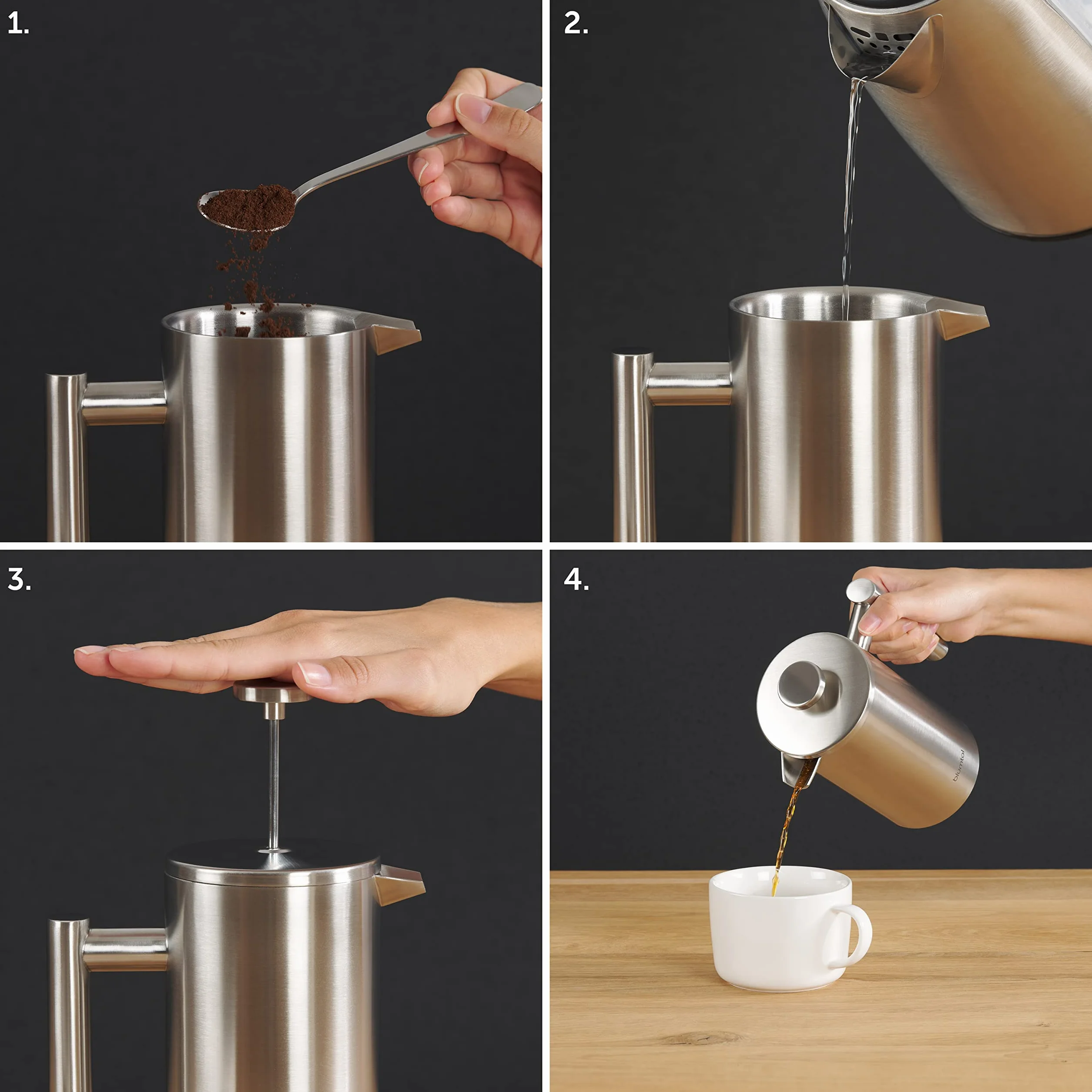 Blumtal Prensa Francesa de Acero Inoxidable 600 ml Cafetera Termo Doble Pared Aislada