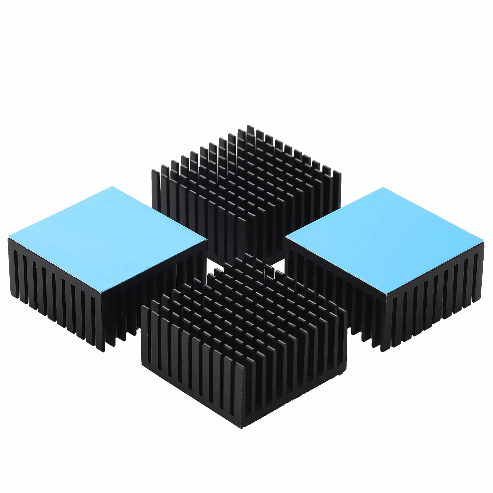 Disipador de calor de aluminio negro con cinta adhesiva conductora térmica, enfriador de disipador de calor de 40 × 40 × 20 mm para enfriar VRM GPU controlador paso a paso impresora 3D motor
