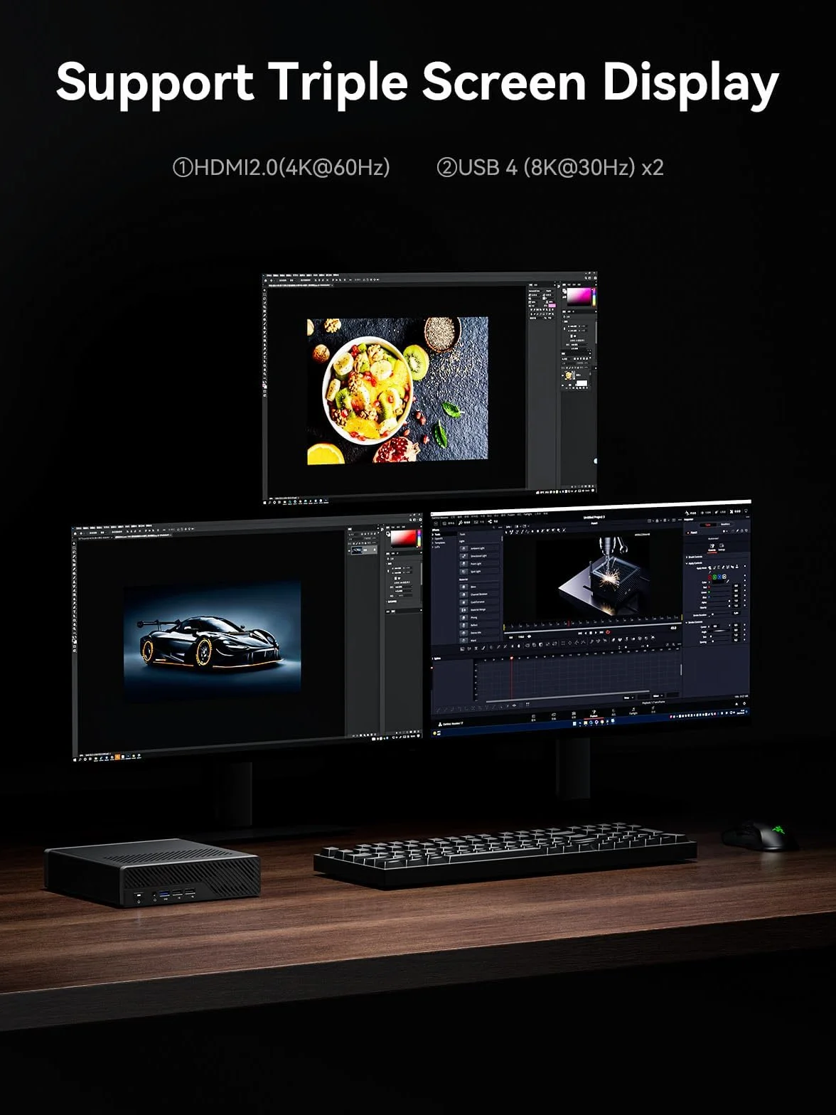 MINISFORUM MS-01 Mini Workstation Intel Core i9-13900H (vPro Enterprise Support) 32Go DDR5 1TB SSD Mini PC,2x 10Gbps SFP+/2x 2.5G RJ45/2x USB4/HDIM/1x PCIe4.0x16 slot/Support 3x M.2 2280/22110/U.2 SSD