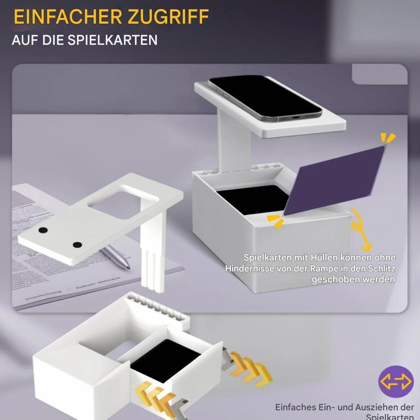 Soporte de escaneo de tarjetas comerciales, escáner de tarjetas portátil con soporte para teléfono, diseño base sin deslizamiento, escaneo rápido, herramienta de escaneo multifuncional para clasificar