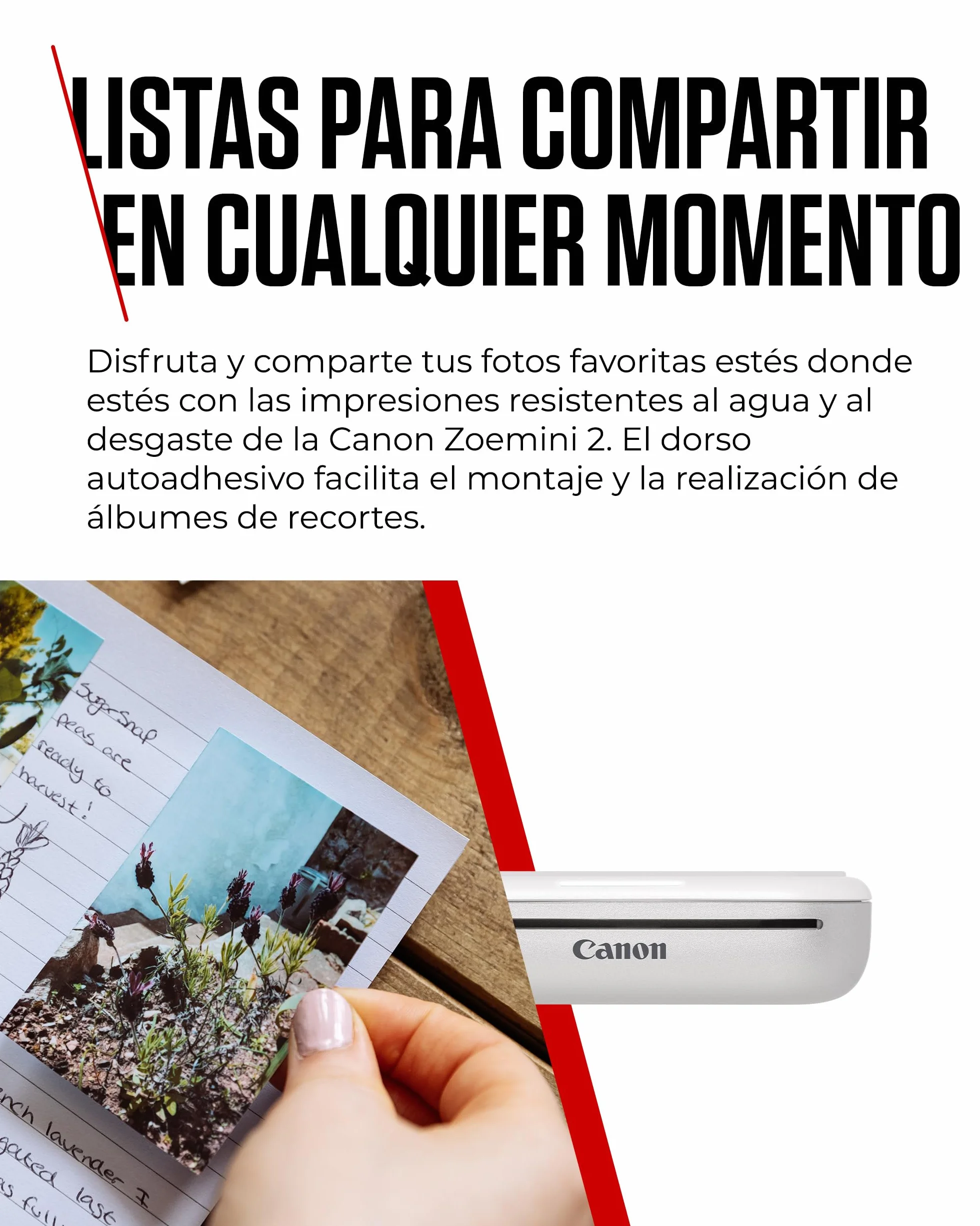 Canon Zoemini 2 Kit de Impresión – Impresora Fotográfica Portátil y Compacta – Bluetooth 5.0 – Carga Rápida USB C Ideal para Viajes (Blanco)