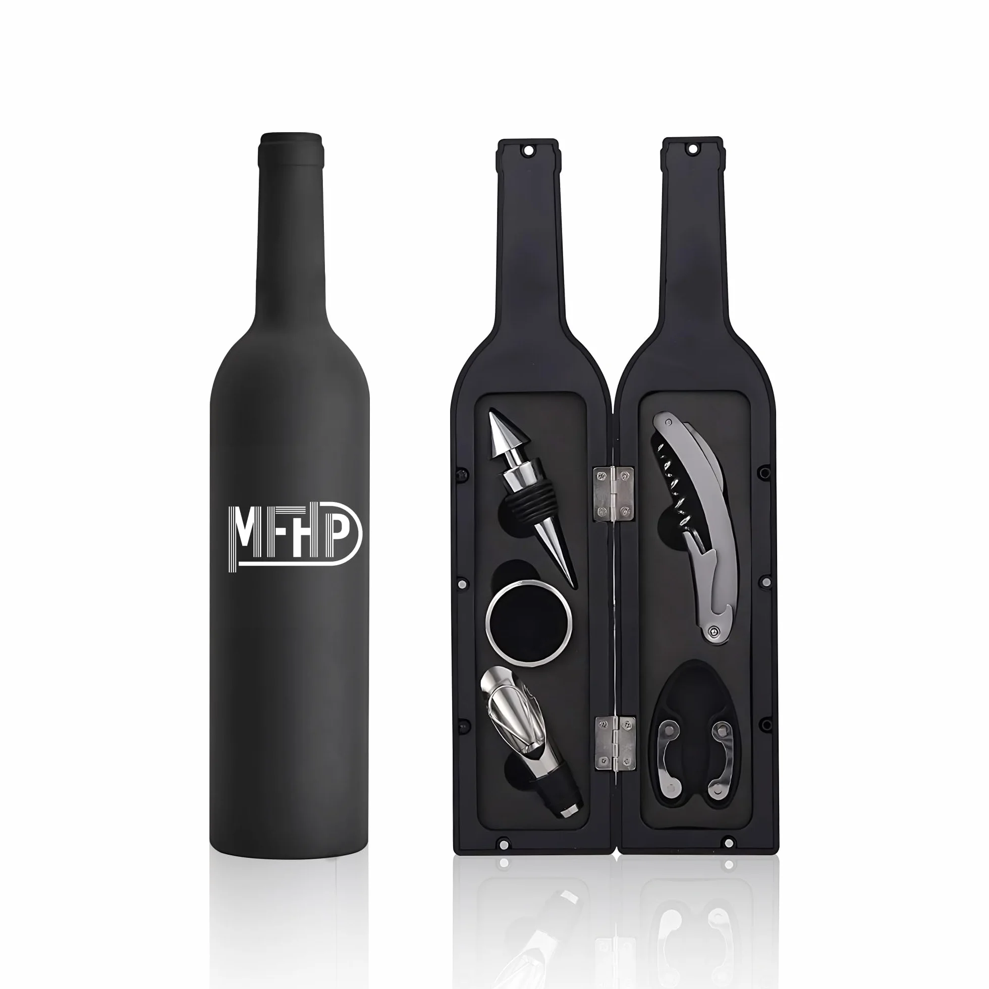 Juego de accesorios para abrebotellas de lujo – Sacacorchos con corta cápsula, anillo de goteo, vertedor y tapón de vino