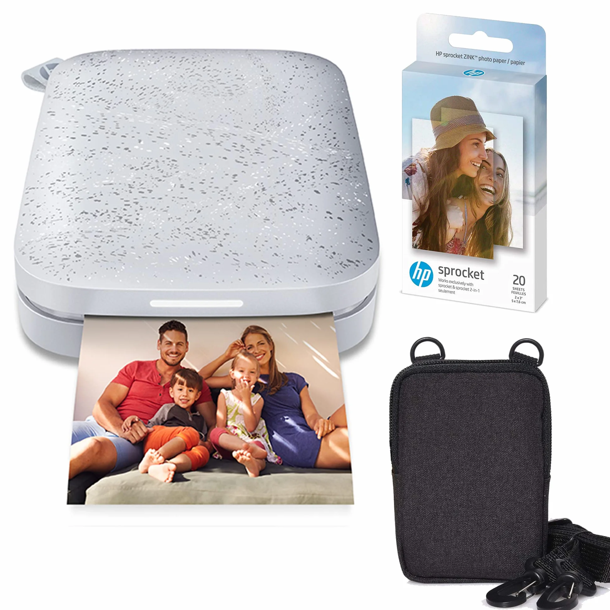HP Sprocket Impresora fotográfica instantánea portátil de 2x3 Pulgadas (Blanco) Paquete de Papel Zink