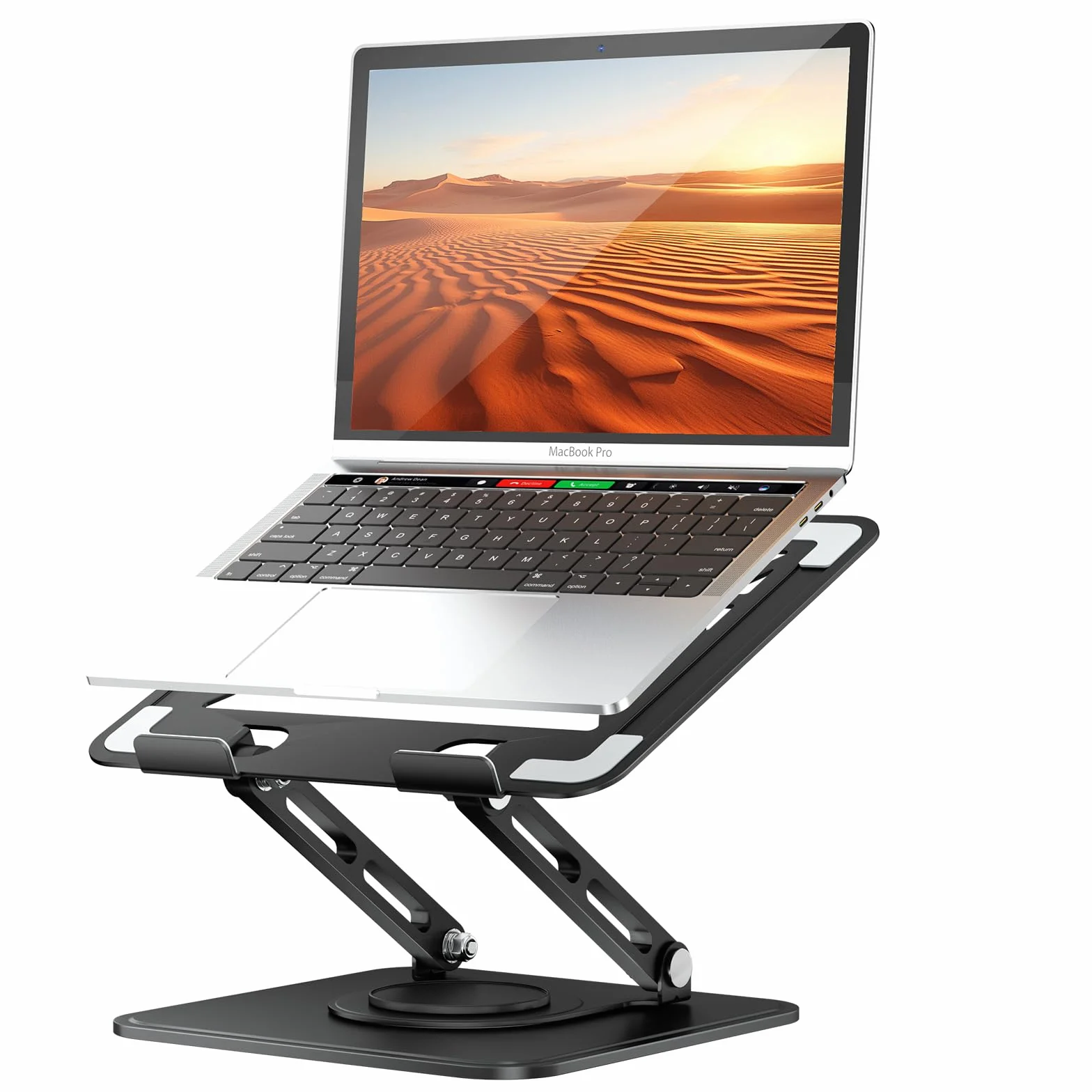 tounee Soporte para Laptop, Soporte Ajustable con Base Giratoria de 360°, Elevador Ergonómico para Laptop, Compatible con MacBook Pro Air y Laptops de 10-16" - Negro