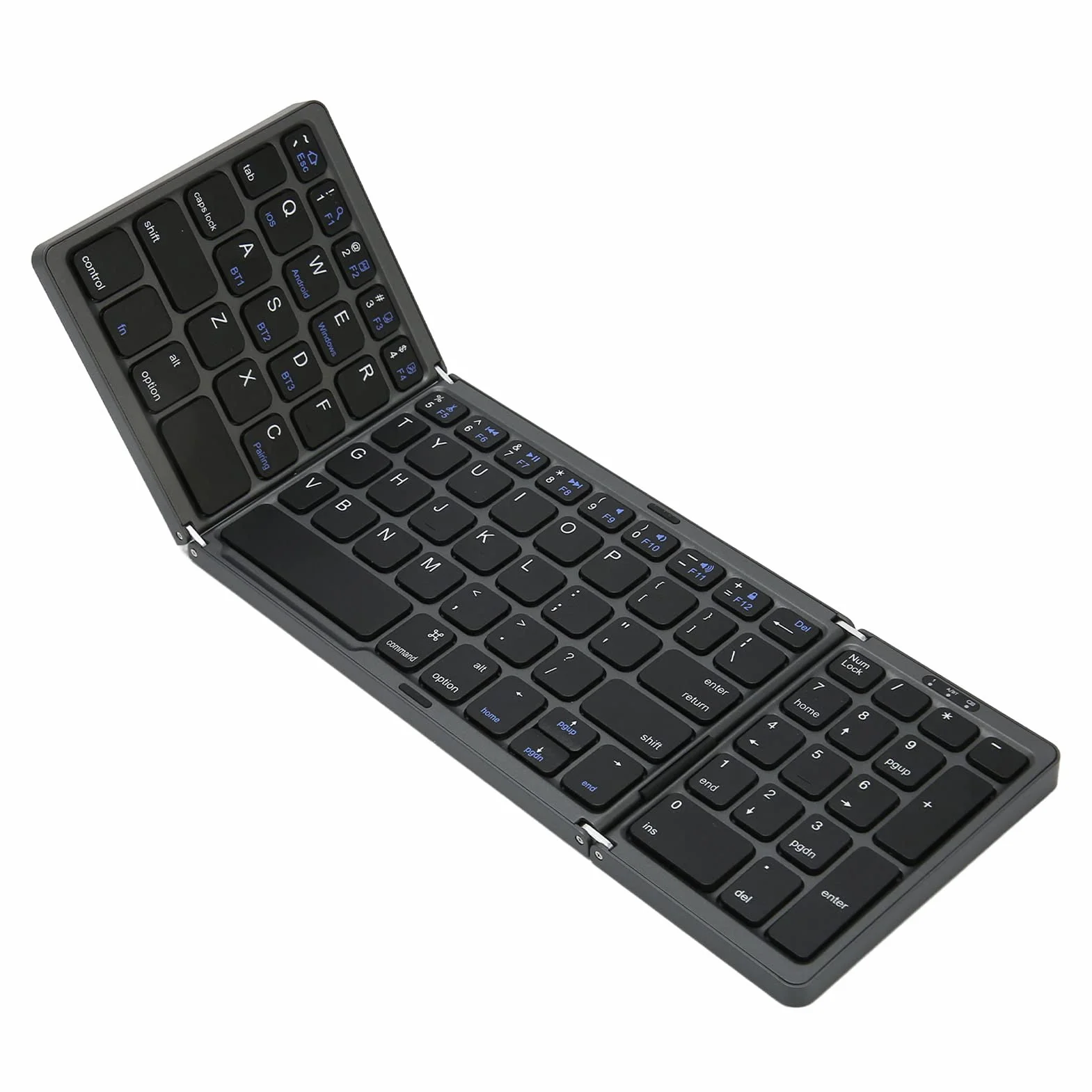 VBESTLIFE Teclado Bluetooth Plegable, 81 Teclas Teclado Inalámbrico Mini BT Portátil Ultra Delgado de Tamaño Completo, Puerto Tipo C, para Android, para , PC, Tableta
