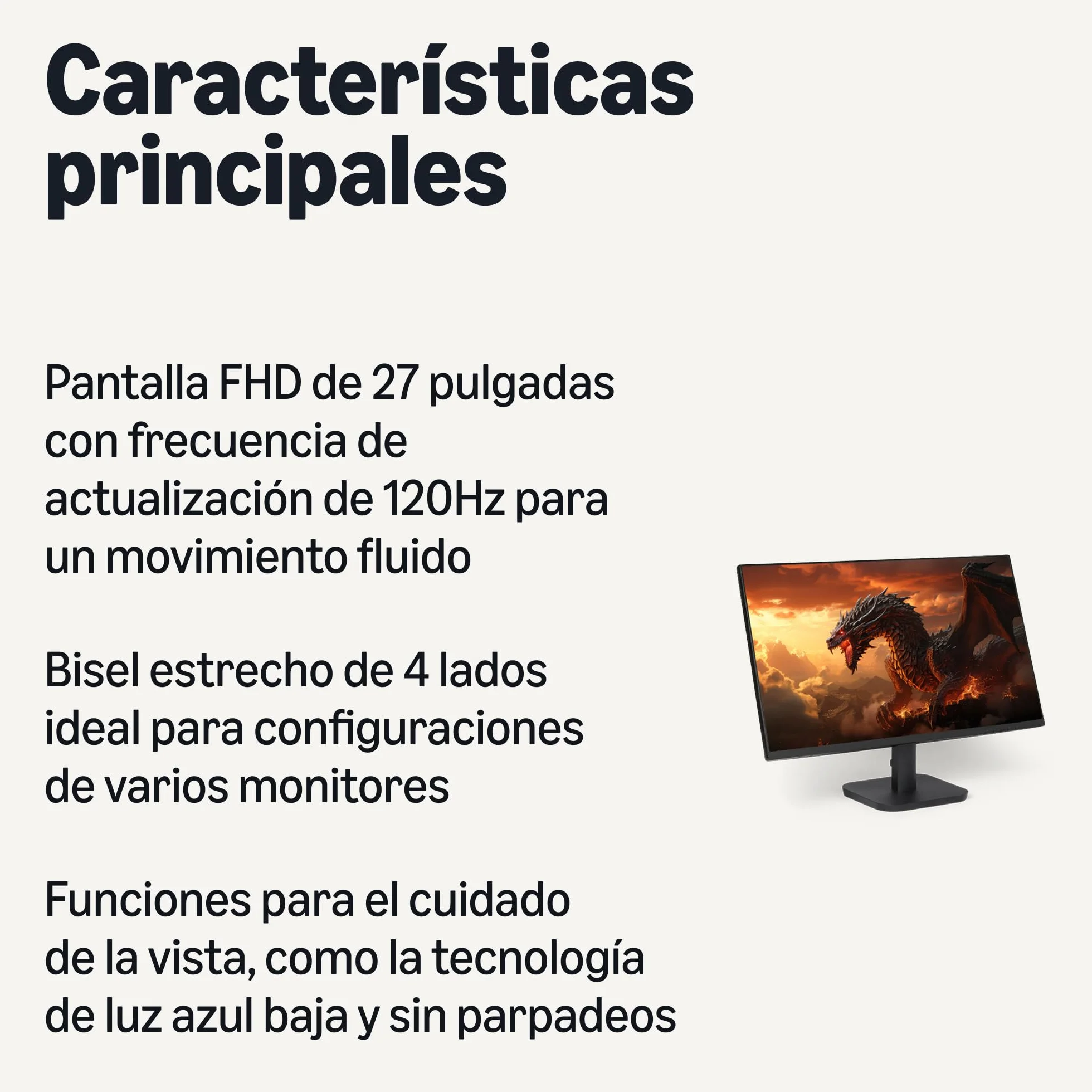 Amazon Basics Monitor de Ordenador de 68,6 cm, 120 Hz, FHD 1080P, Compatible con HDMI, DP, VGA, VESA, para Oficina y hogar, Negro