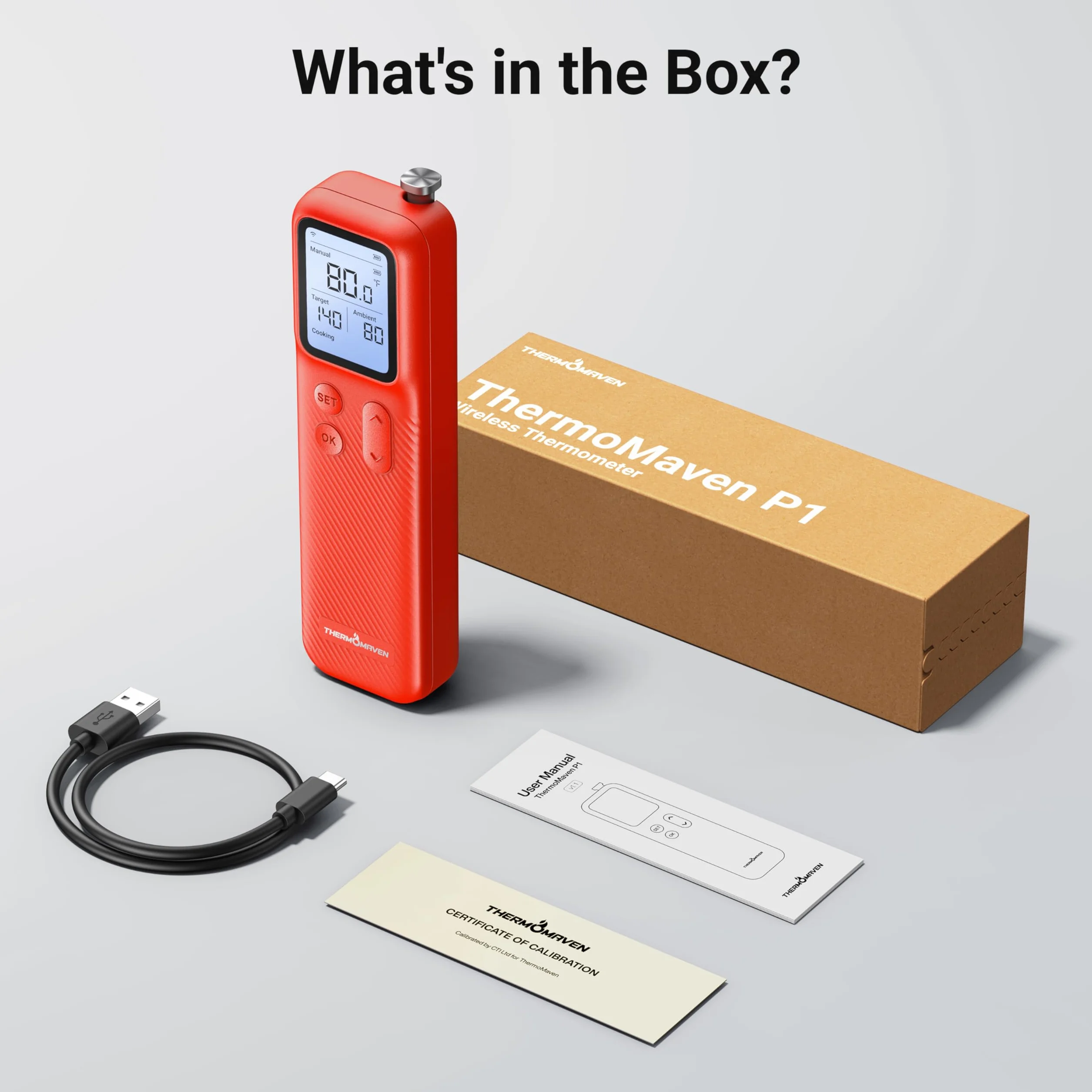 ThermoMaven Bluetooth Termómetro Inalámbrico para Carne IPX8 6 Sensores 152m WiFi