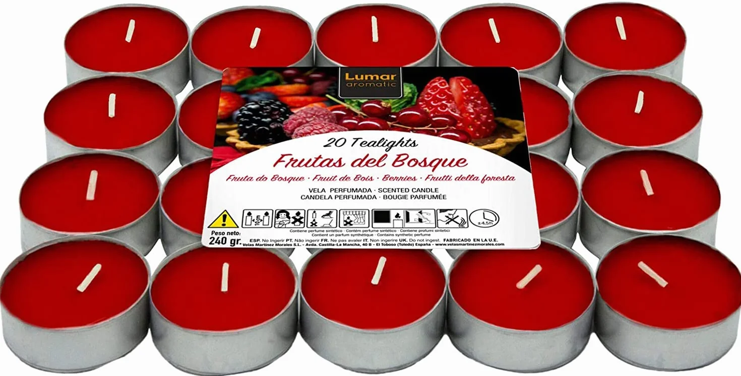 Lumar Aromatic Velas de té aromáticas (Frutos Rojos Pack 20 Velas)