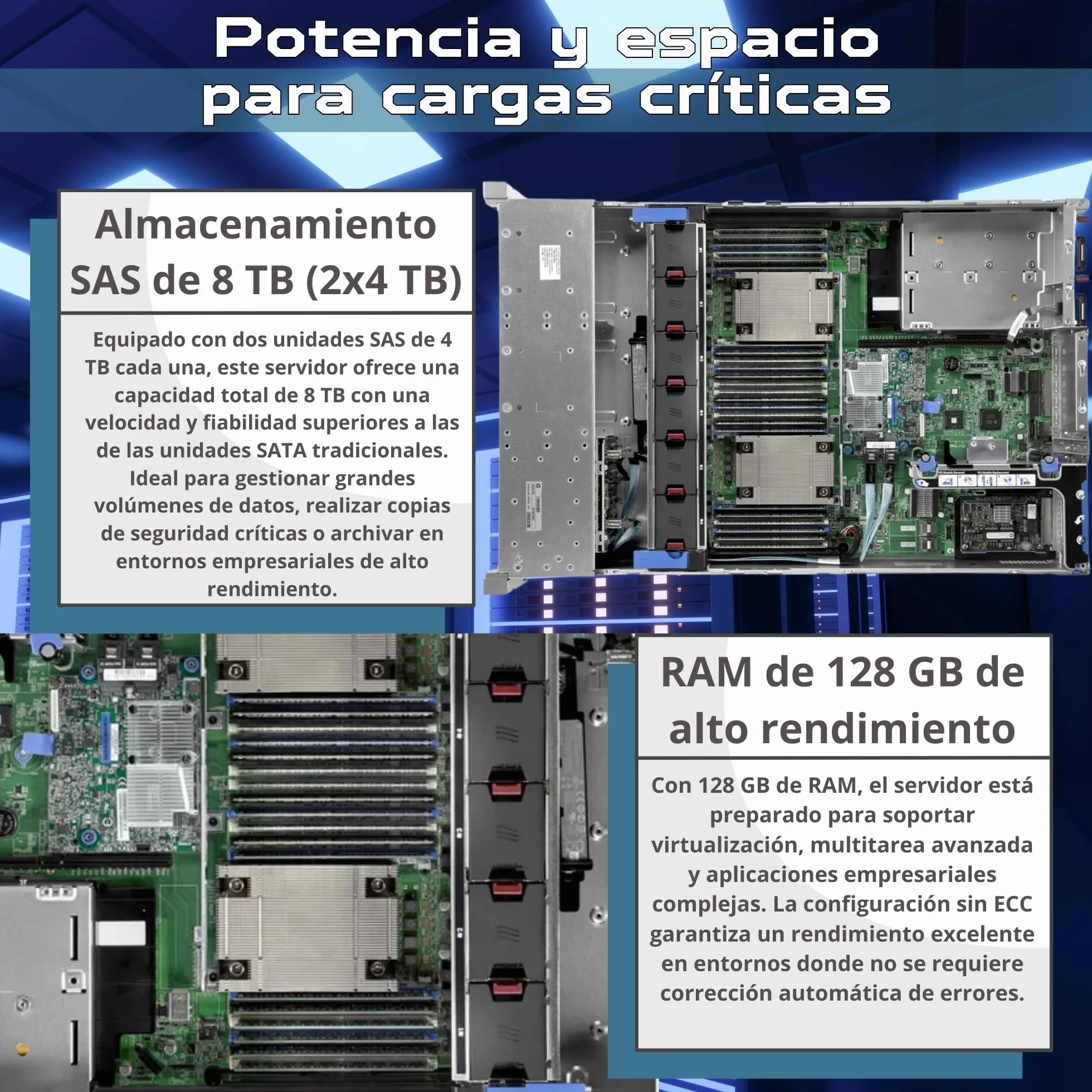 HP ProLiant DL380 Gen9 Server Support 2x Xeon 2690 V3 128GB RAM 2x 4TB SAS iLO H8404 NO OS Reacondicionado
