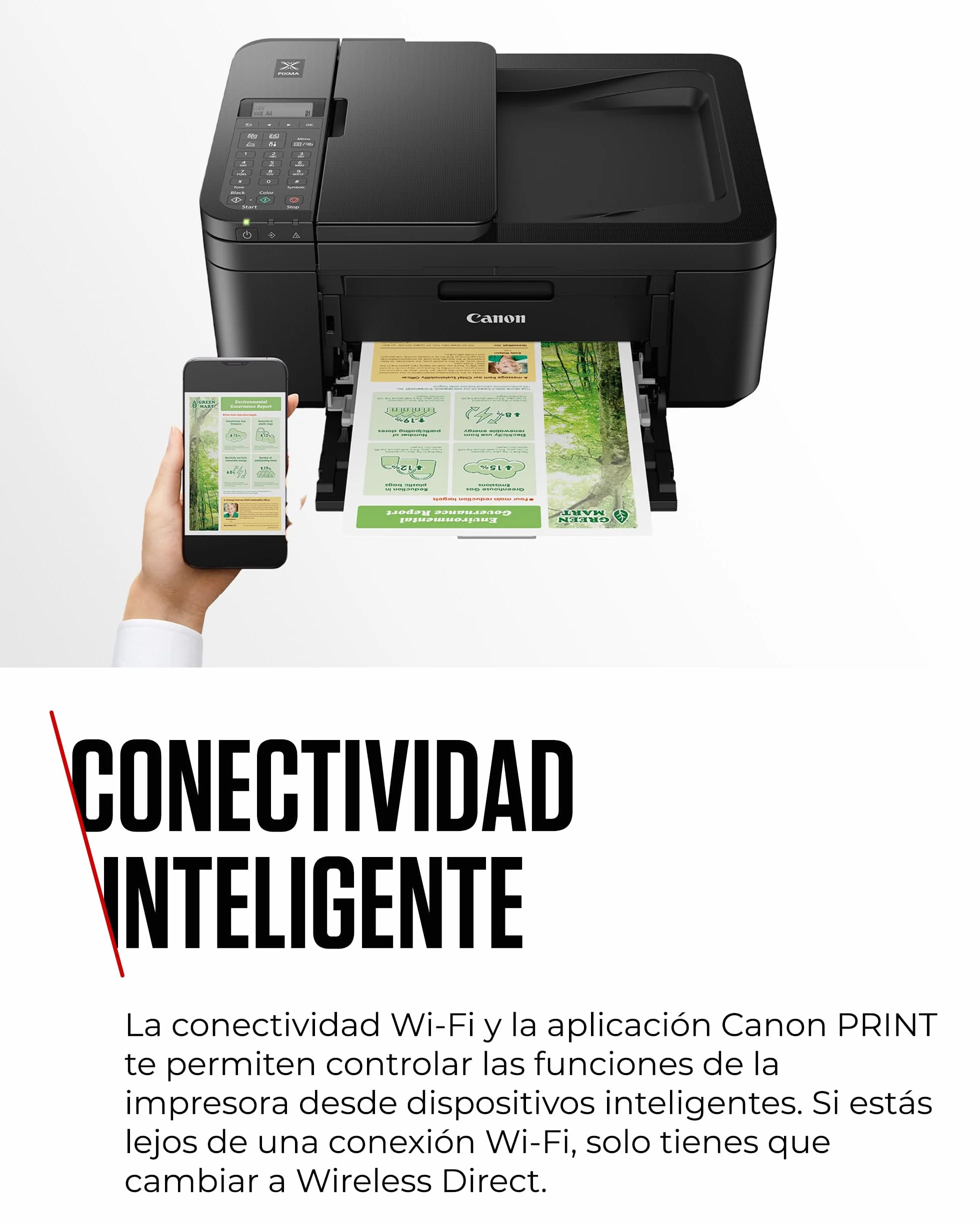 Canon Pixma TR4750i Impresora Multifunción 4 en 1, Sistema de Inyección de Tinta, Impresión, Escaneo y Copia, WiFi, Pixma Print Plant, ADF de 20 Hojas, Impresión a Doble Cara Automática, Negro