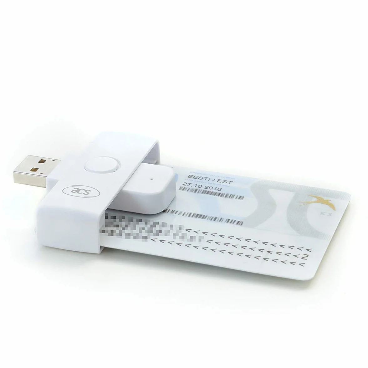 ACS ACR39U-N1 PocketMate II - Lector de Tarjetas Inteligentes Smart Card ID Eid USB Tipo A (DNI electrónico) Plegable y Compacto, Blanco