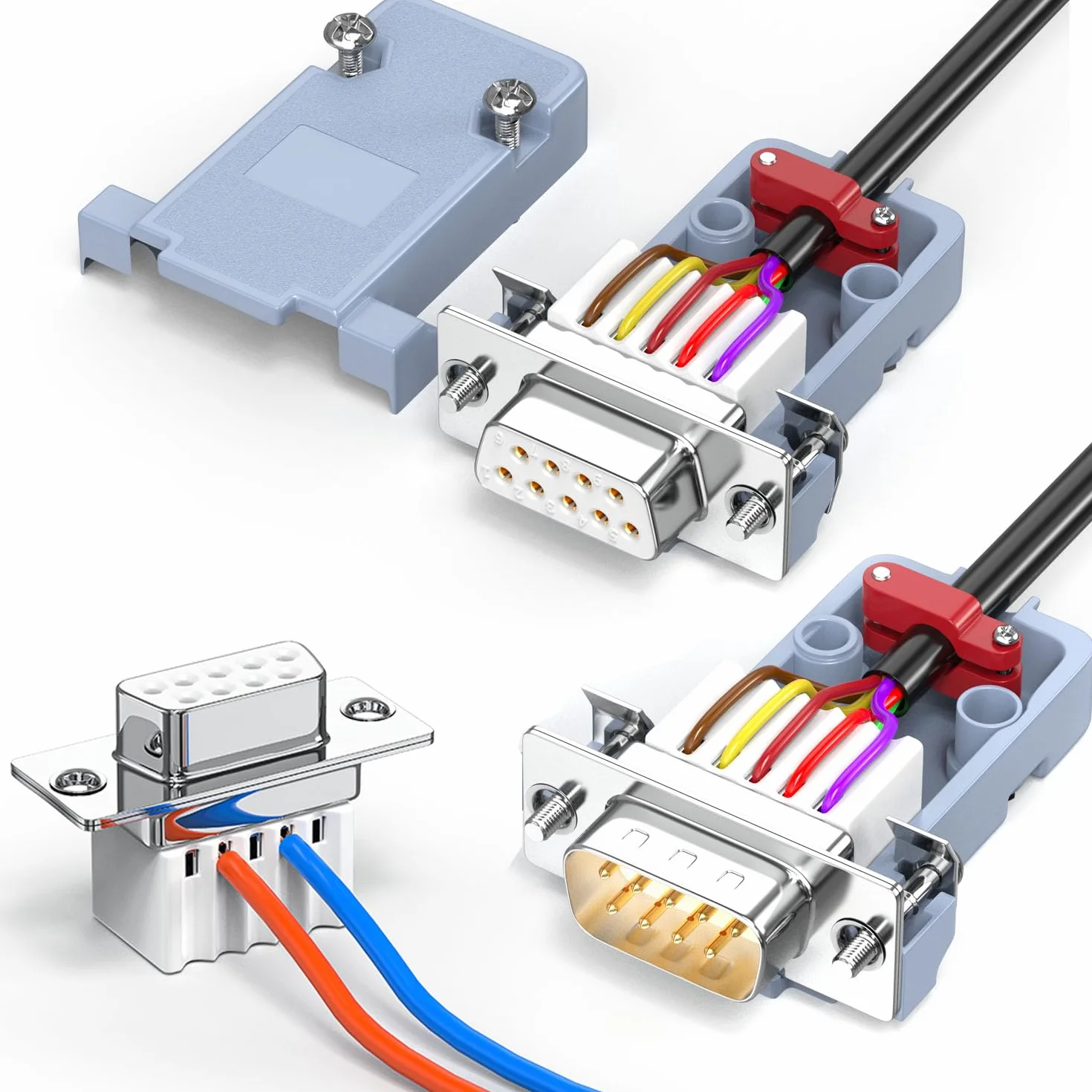 Conector DB9 RS232 485 422 Adaptador serie (macho + hembra)