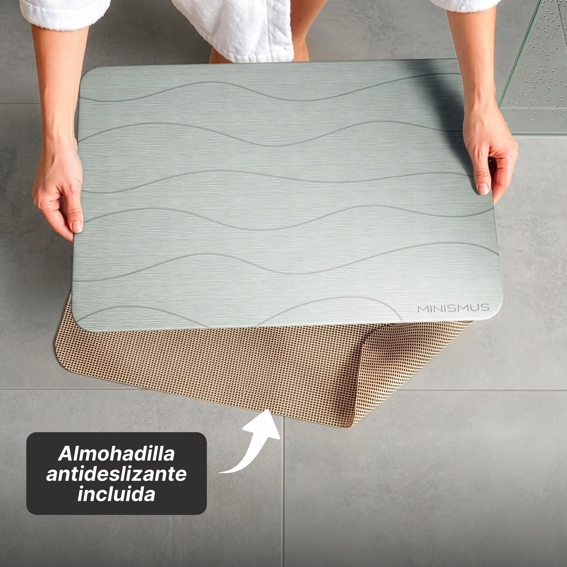 Alfombrilla de baño de Piedra de diatomita Gris Claro 60x40cm