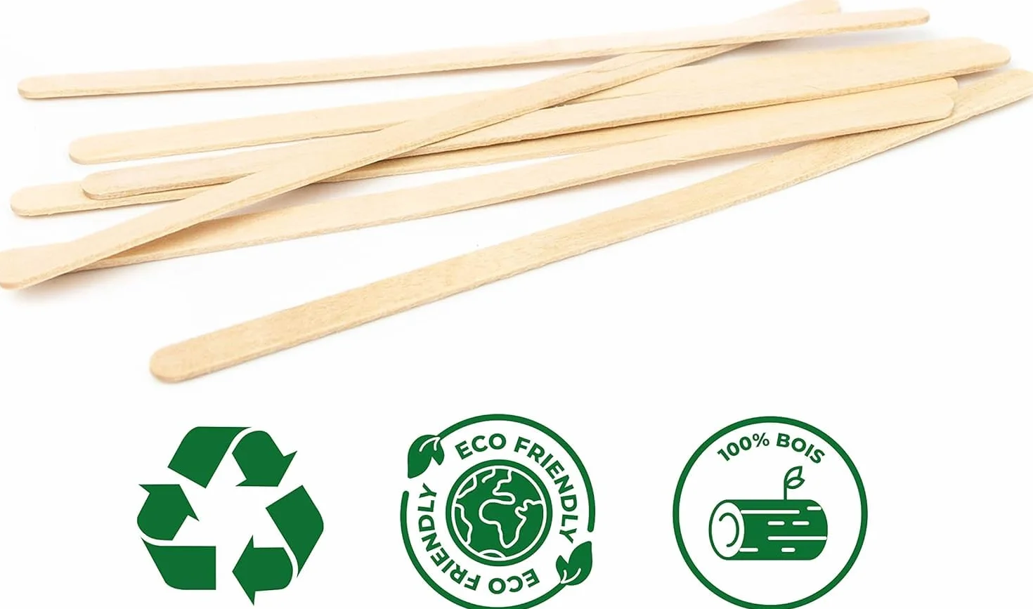 Paletinas de café de madera 11 cm biodegradables desechables 500 unidades