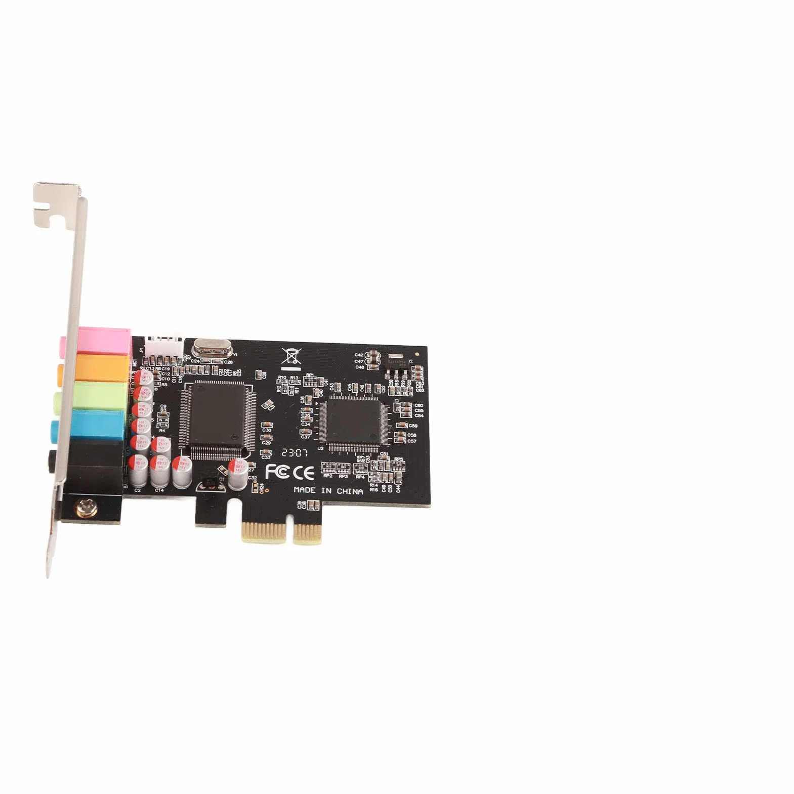 Tarjeta de Sonido Hardware de Conversión de Estéreo de 6 Canales con CD de Controladores Tarjeta de Sonido de Escritorio Negra CMI8738 PCI-E 7/Vista/XP 32/64 bits