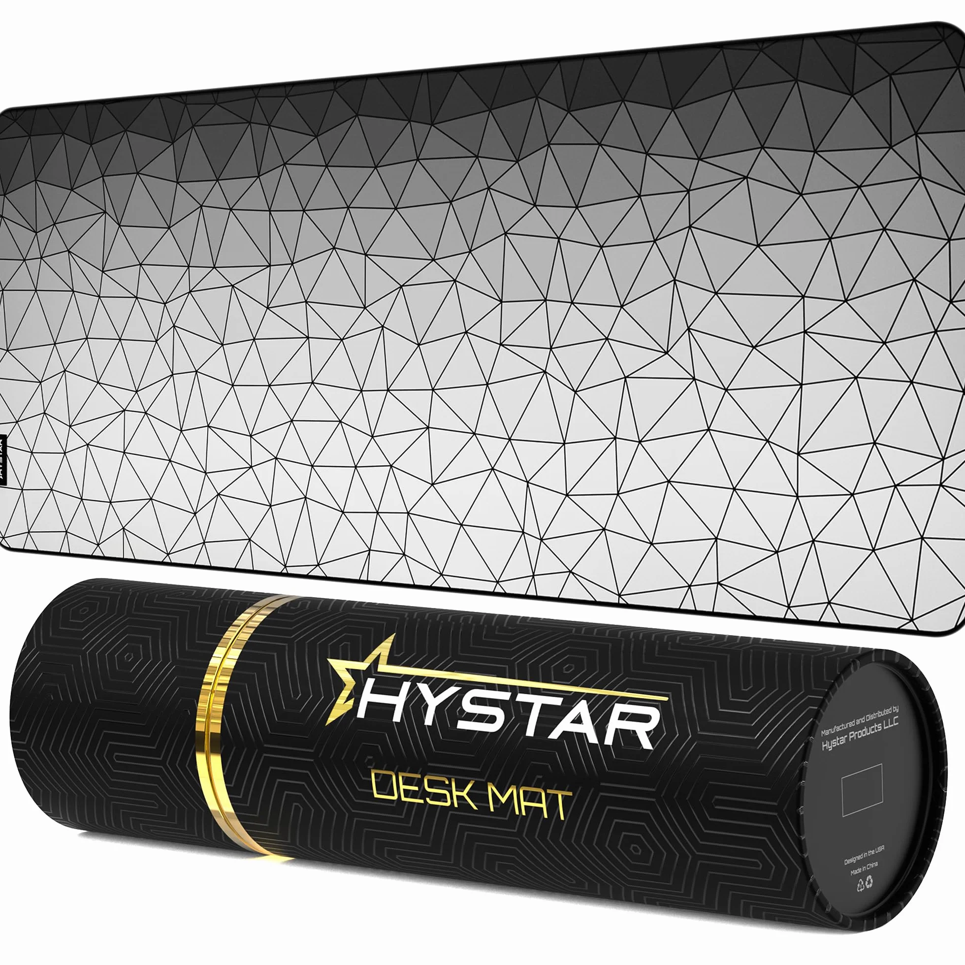 Hystar Alfombrilla de Mouse extendida para Juegos | XXL 36 x 16 Pulgadas | 5 mm de Grosor, Superficie Impermeable, Tela de poliéster Suave y Base de Goma Natural | Poli Blanco