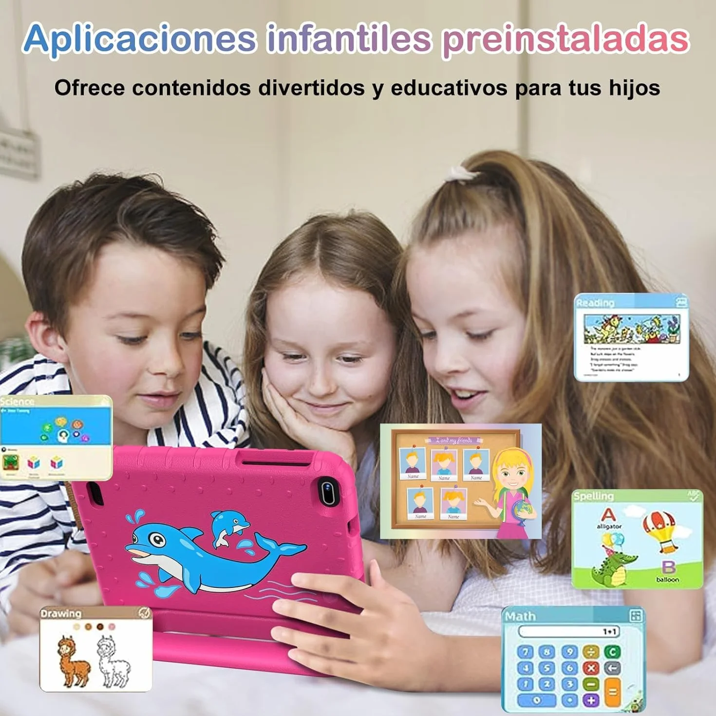 Tablet para Niños 7 Pulgadas,Android Niños Tablet, 10GB RAM + 64GB ROM/TF 512GB, Kids Educativos | Control Parental | Octa-Core 1.8GHz | 5G WiFi 6 | Cámara Dual | BT5.0,con Funda EVA Rojo