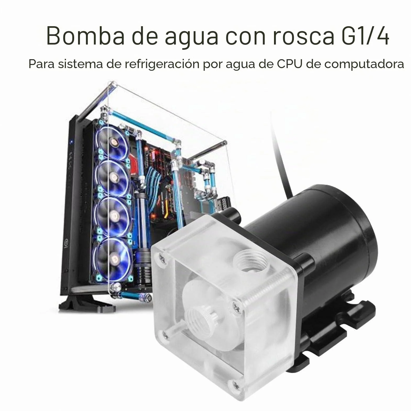 VBESTLIFE Golpe de Agua CPU silenciosa Computadora 10W de refrigeración por Agua Bomba G1/4 Rosca para PC 500L/H