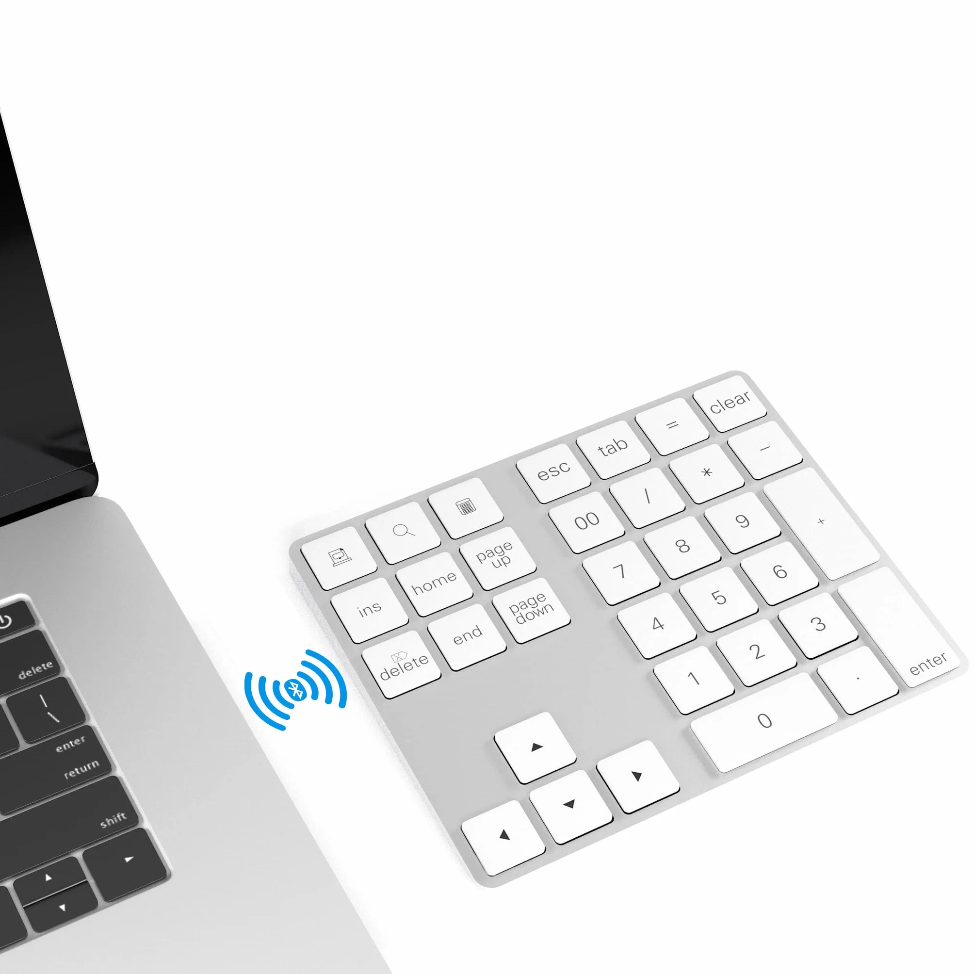 Teclado Numérico Inalámbrico, Mini Teclado Bluetooth con 34 Teclas para Apple PC soporta Sistema Windows, iOS, Android, Plata