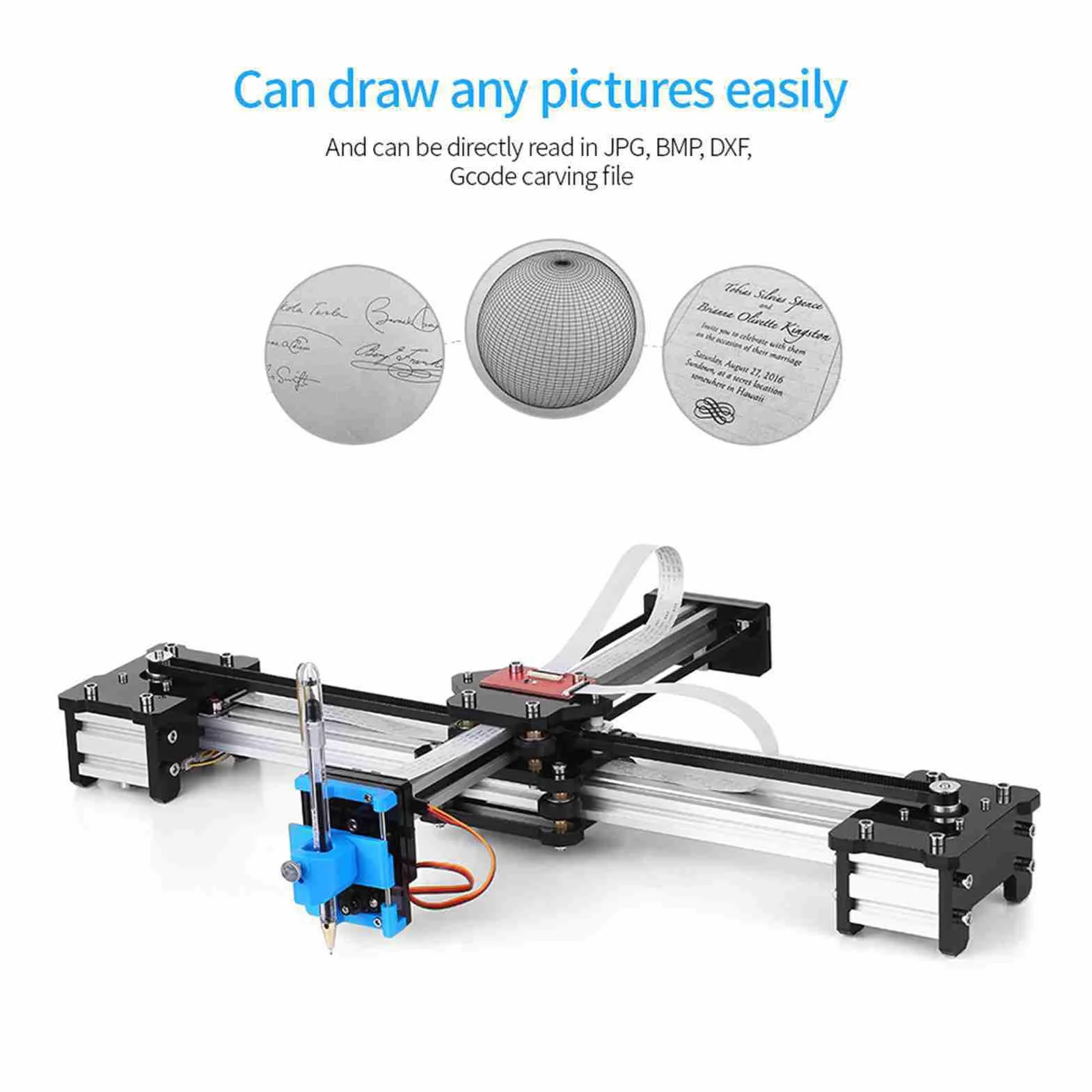 Plotter Pen Drawing Robot Robot Máquina de Dibujo Ensamblado para Escribir Silver (Enchufe de la UE)