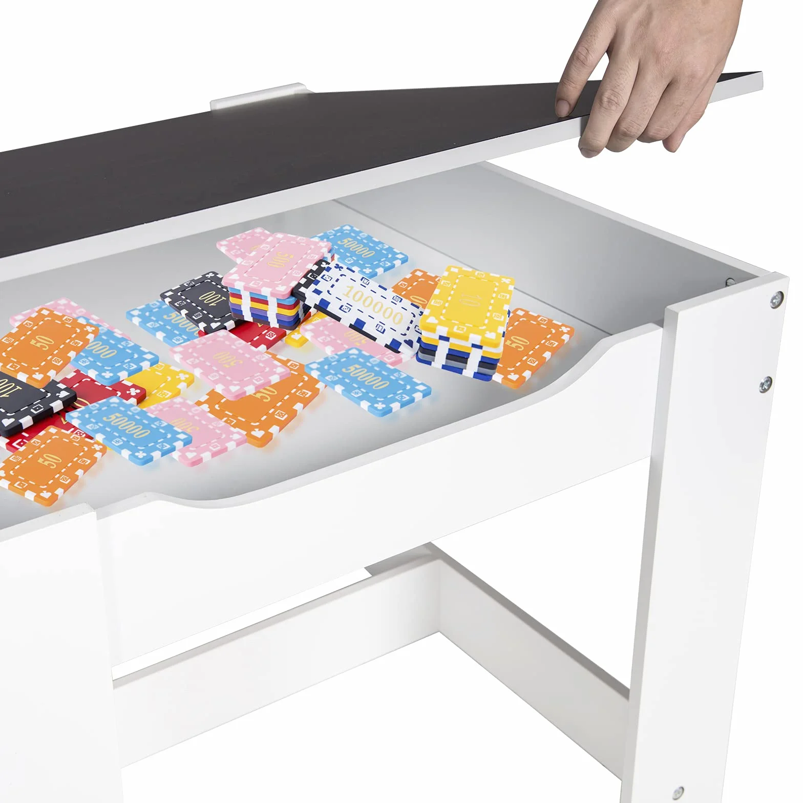 EUGAD Juego de Mesa y 2 Sillas Infantiles de Madera y MDF con Almacenamiento Gris Blanco