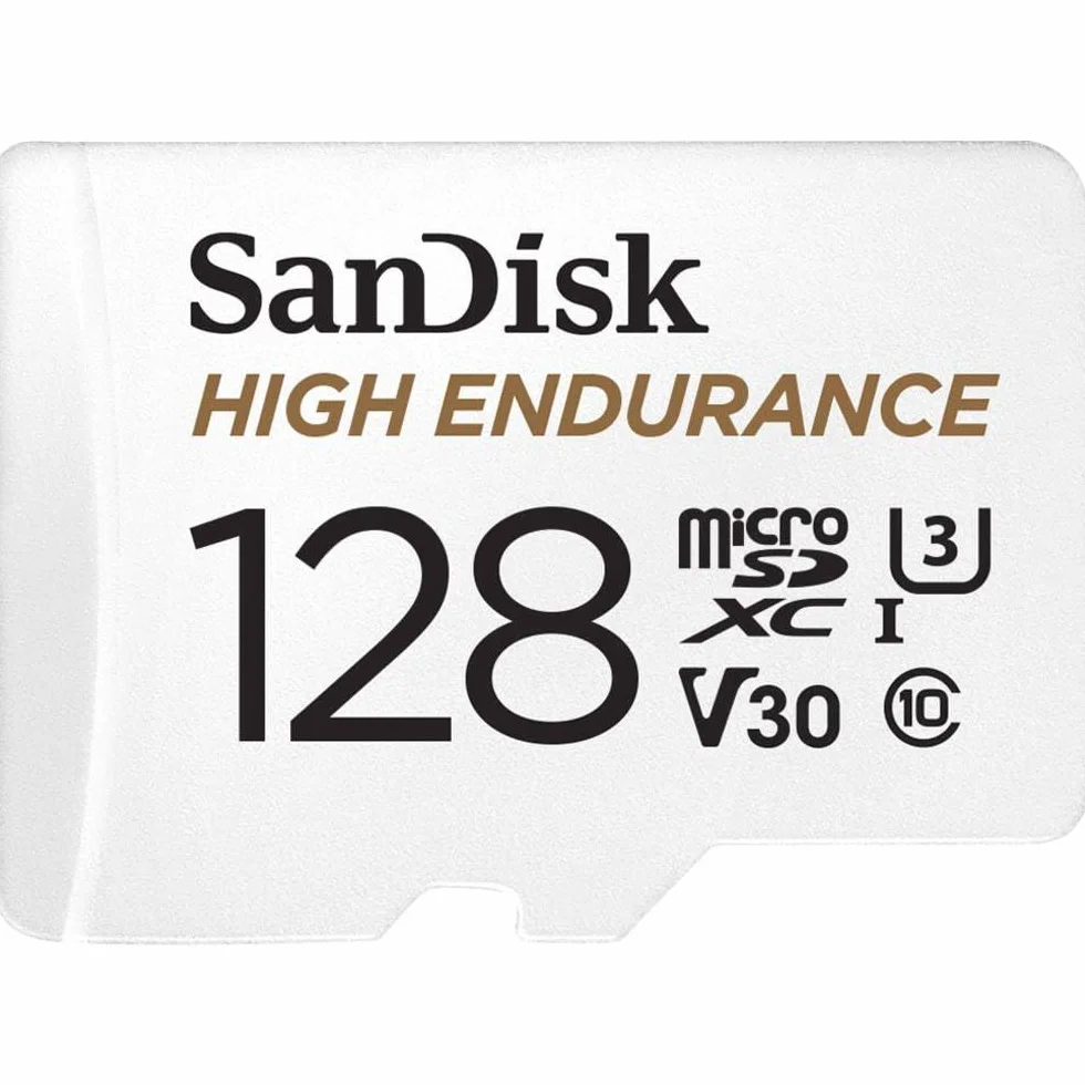 SanDisk High Endurance 128 GB Tarjeta microSD para videovigilancia, hasta 100 MB/s, Class 10, U3 y V30
