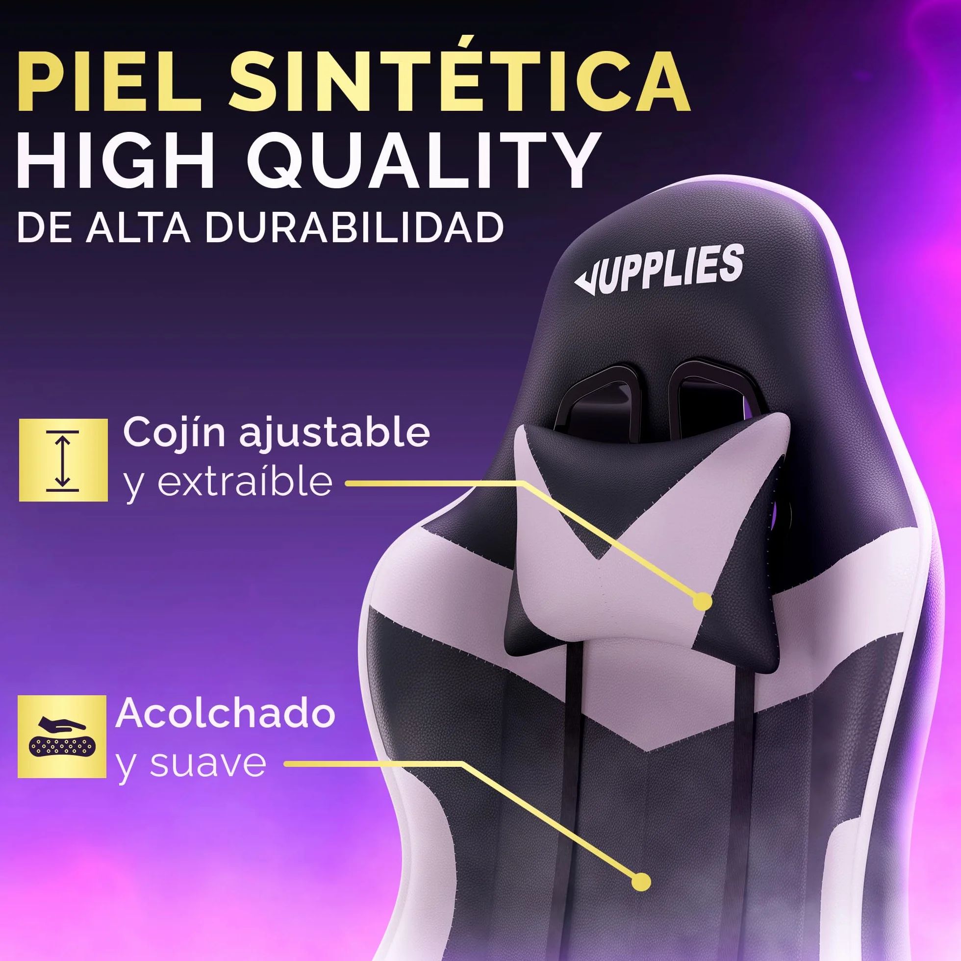 Silla Gaming Profesional con Masajeador - Silla de Oficina Ergonómica con Reposapiés, Altura Regulable y Respaldo Abatible - Silla Gamer para Juegos