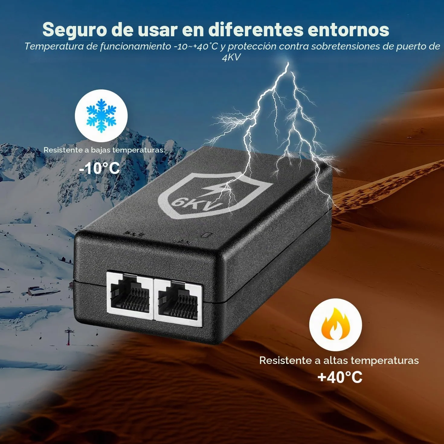YuLinca Inyector PoE Gigabit 15,4 W, Adaptador PoE 802.3af Power Over Ethernet, 10/100/1000 Mbps, Adaptador no PoE a PoE, Plug & Play, Distancia de hasta 100 Metros