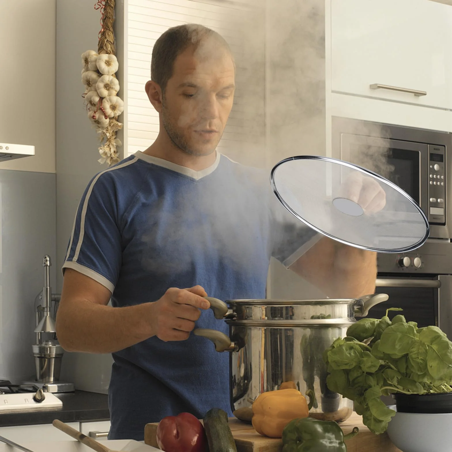 Protector Salpicaduras de Acero Inoxidable 33cm 29cm 25cm Tapa Antisalpicaduras Cocina