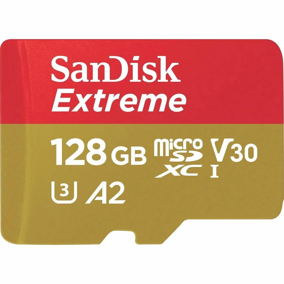 SanDisk Extreme microSDXC 128GB SD Adapter Action Cams and Drones 170MB/s 80MB/s A2 C10 V30 UHS-I U3