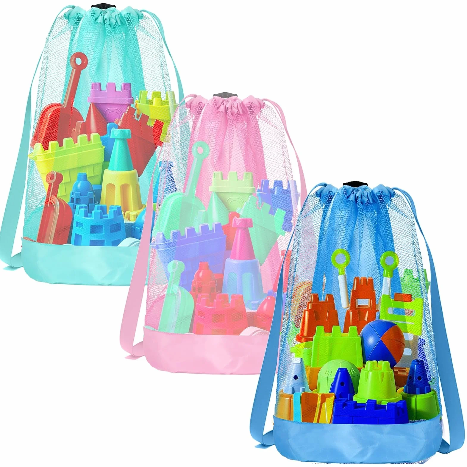Bolsa Juguetes Playa Grande de Malla para Playa, Mochila Antiarena Infantil, Bolsa Malla, para Fiestas de Verano