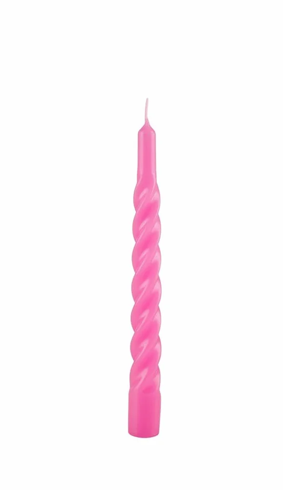Velas lacadas tortiglione Ø 2,2 cm H. 21 cm 3 piezas Fucsia