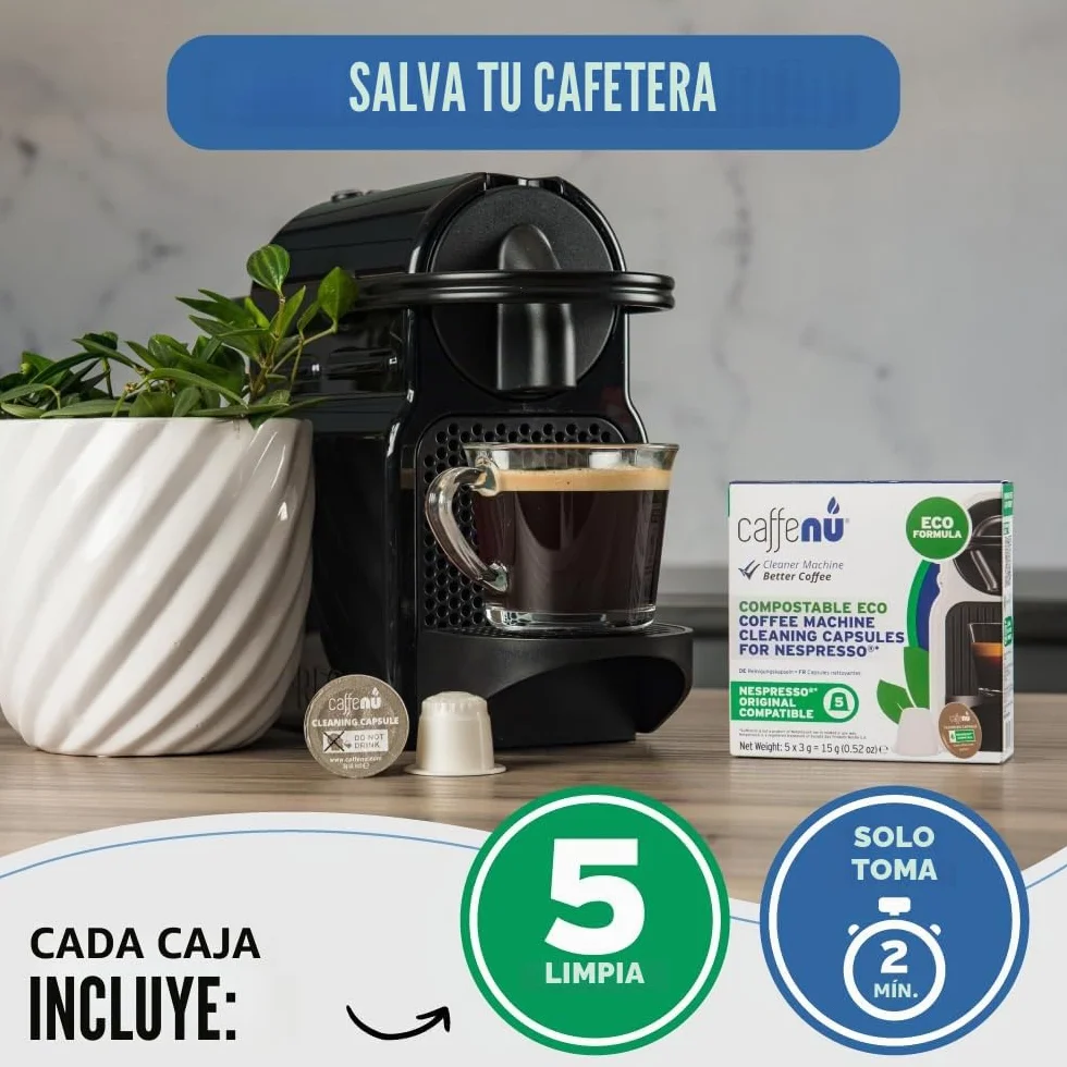 Caffenu Cápsulas Eco Compatible con Nespresso Original Limpiadora 5 unidades