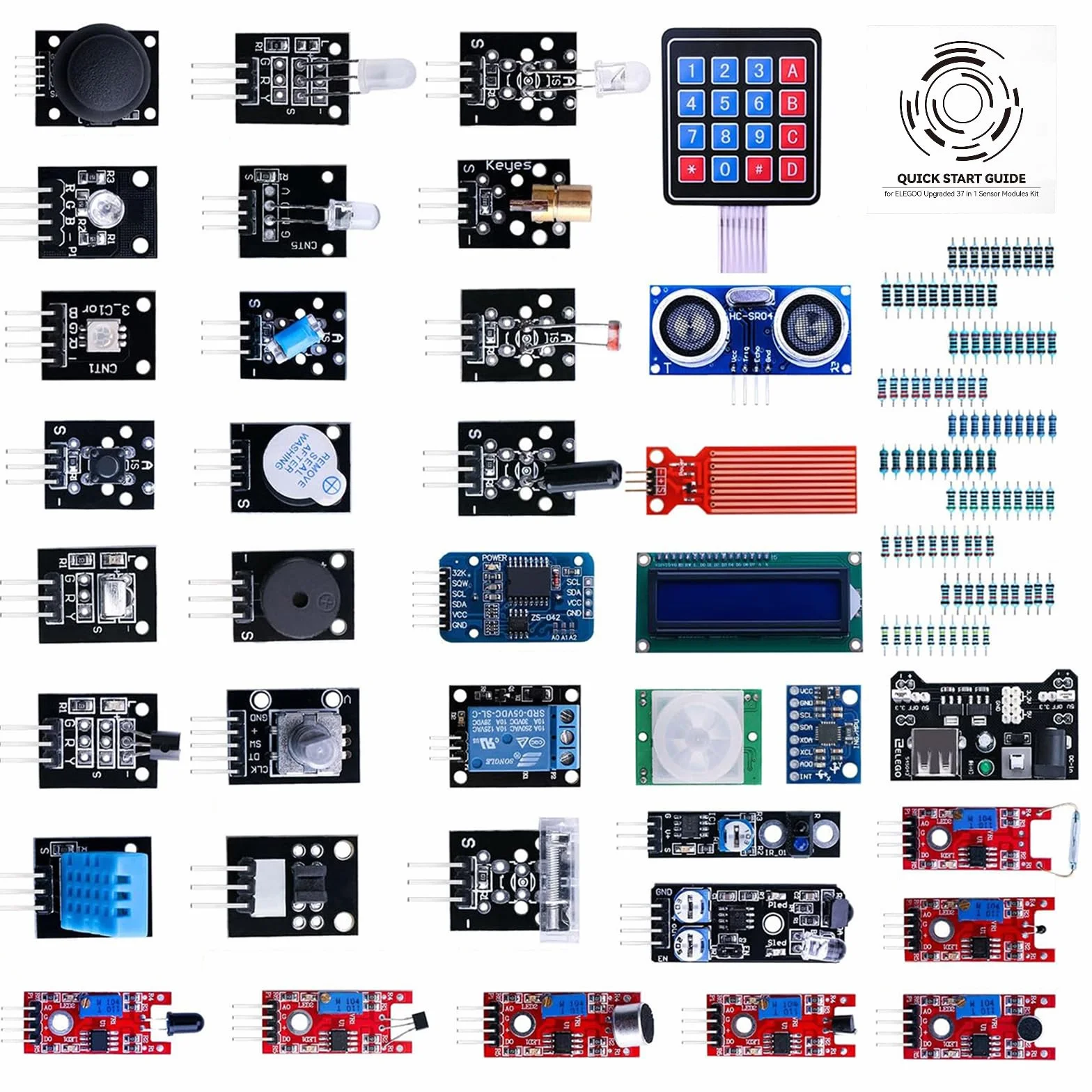 ELEGOO 37-en-1 Kit de Módulos de Sensores para Arduino UNO R3 Mega 2560 Nano Raspberry