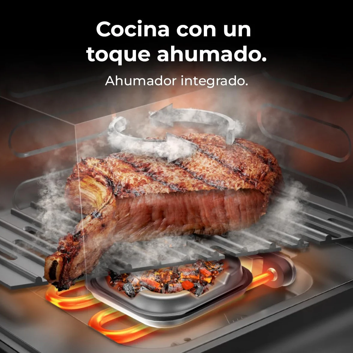 Cecotec Freidora de Aire 8,5L Doble Grill Ahumador Cecofry&Grill Smokin' 8500 Plus 2200W 10 Menús