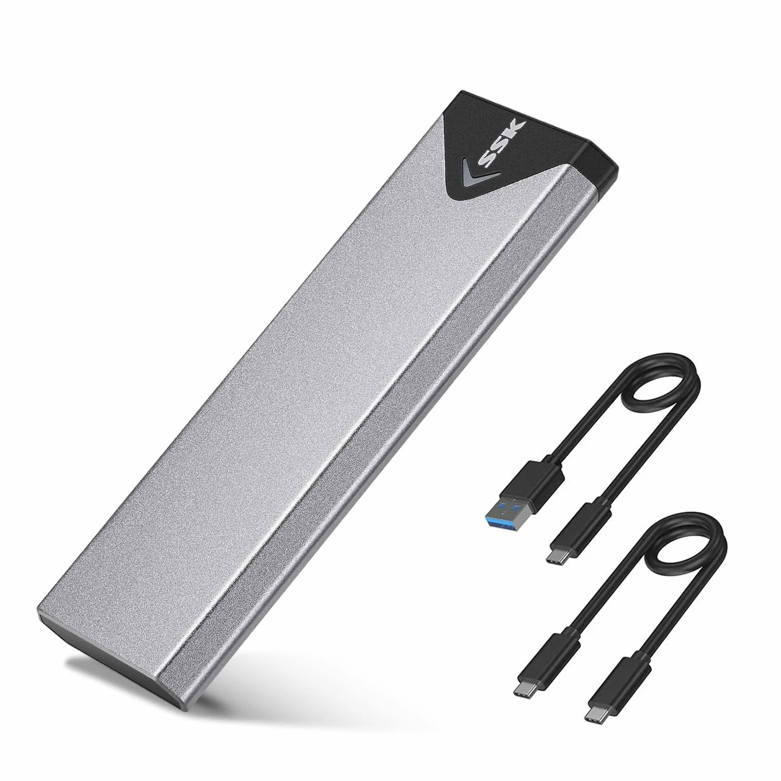 SSK Adaptador de Caja SSD SATA M.2 NVME de Aluminio, USB 3.2 Gen 2 (10 Gbps) a PCI-E NGFF M-Key/(B+M) Key Soporte de Carcasa SSD Externa UASP para SSD 2242/2260/2280