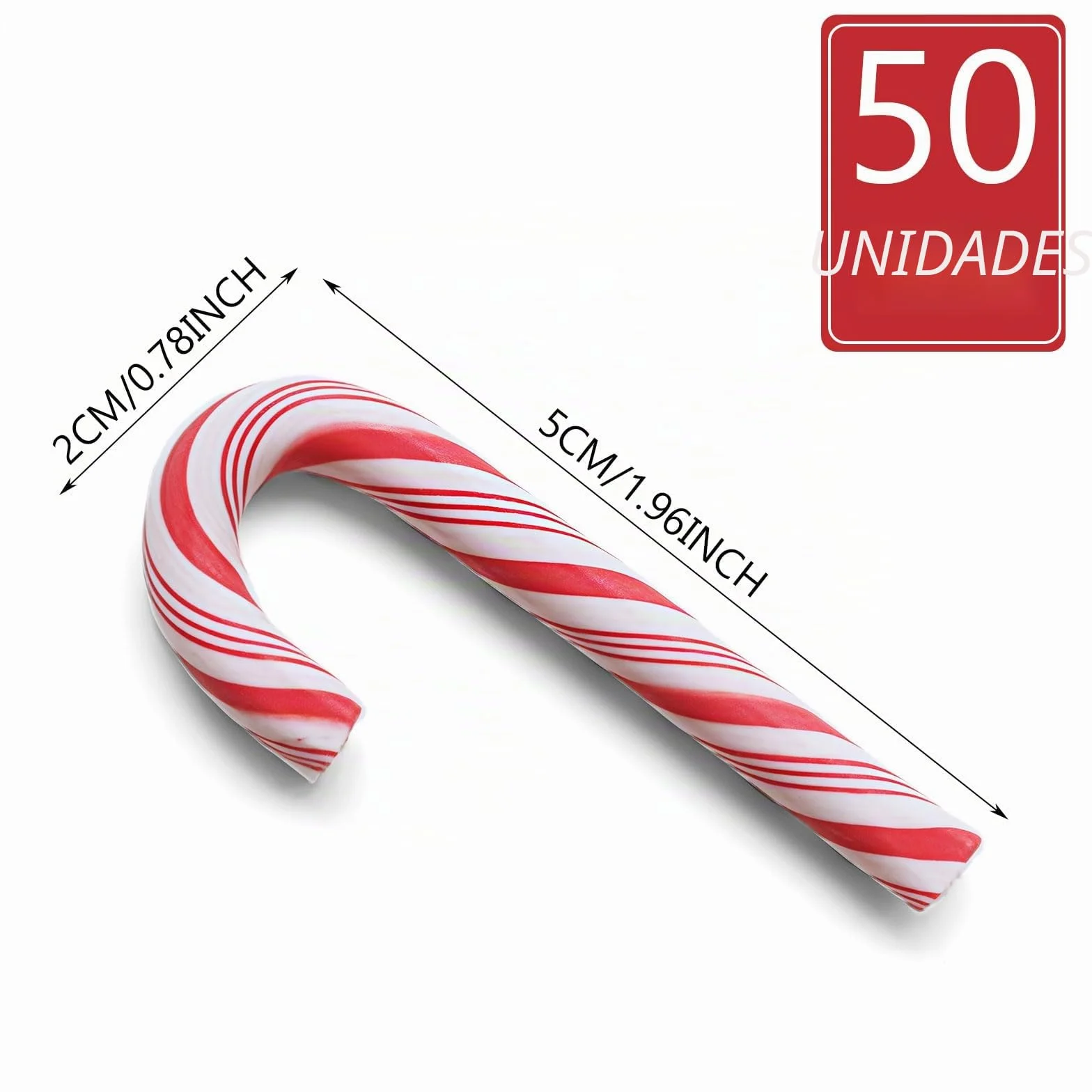 MINI bastones de caramelo decoración Navidad 50 piezas adorno árbol colgantes sin agujero