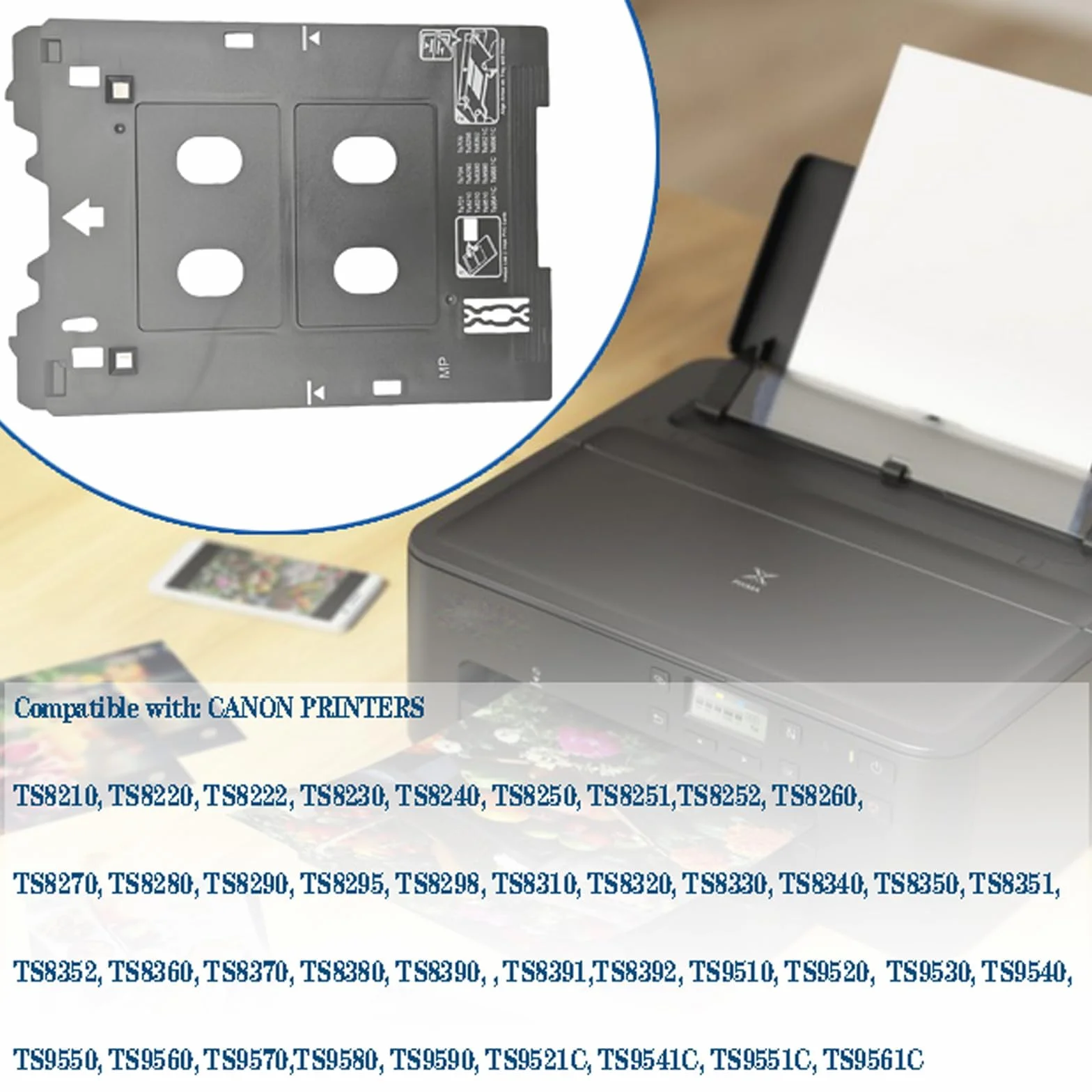 Bandeja para tarjetas de identificación de PVC de inyección de tinta compatible con impresoras Canon TS701 TS702 TS703 TS704 TS705 TS709 TS8220 TS8330 TS82xx, TS83xx,TS95xx Series impresoras