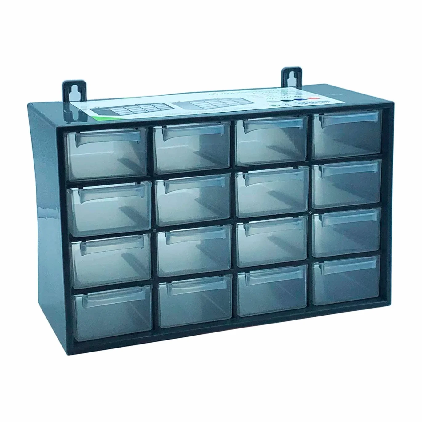Clasificador Plástico Apilable 16 Cajones Gris